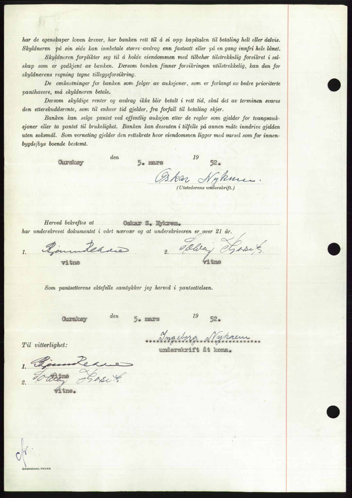 Søre Sunnmøre sorenskriveri, AV/SAT-A-4122/1/2/2C/L0121: Pantebok nr. 9B, 1951-1952, Dagboknr: 542/1952