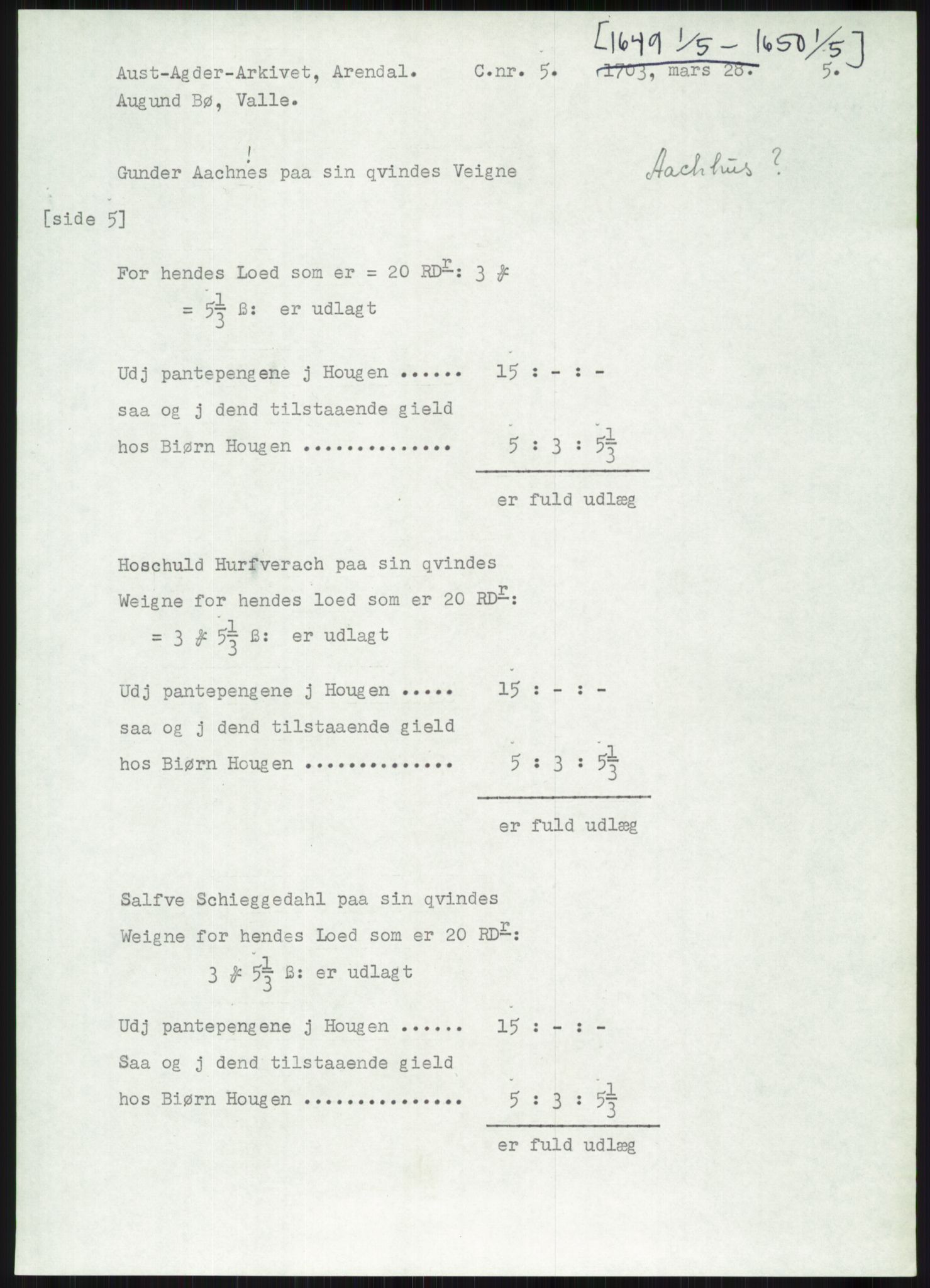 Samlinger til kildeutgivelse, Diplomavskriftsamlingen, AV/RA-EA-4053/H/Ha, s. 1294