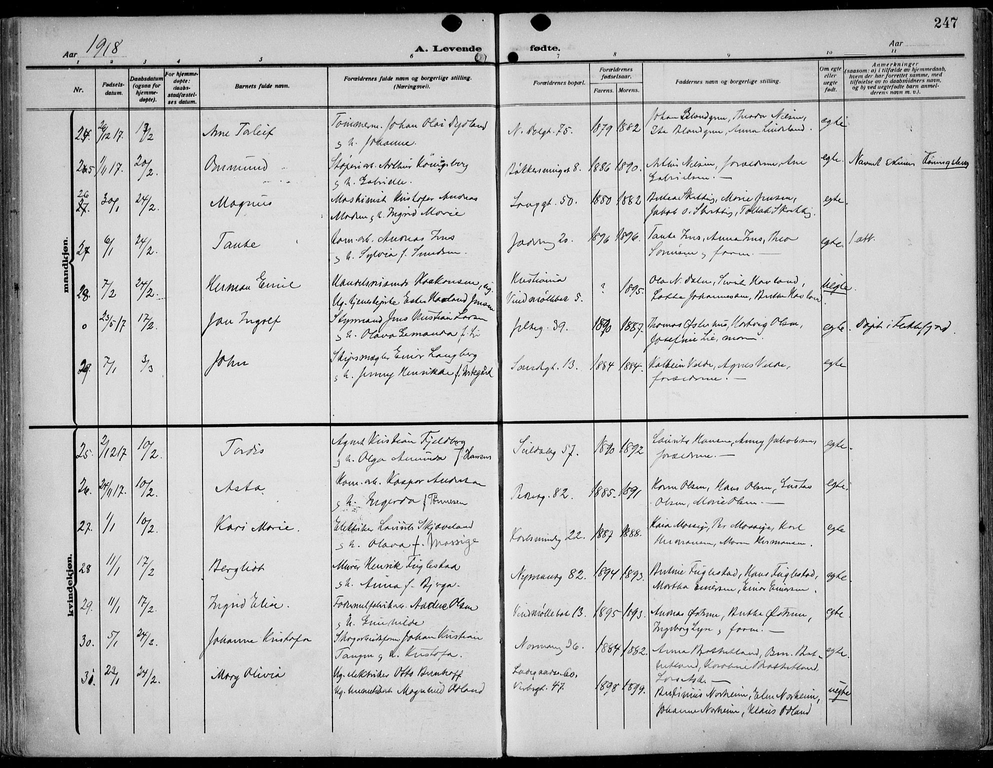 St. Johannes sokneprestkontor, AV/SAST-A-101814/002/B/L0002: Ministerialbok nr. A 9, 1911-1921, s. 247