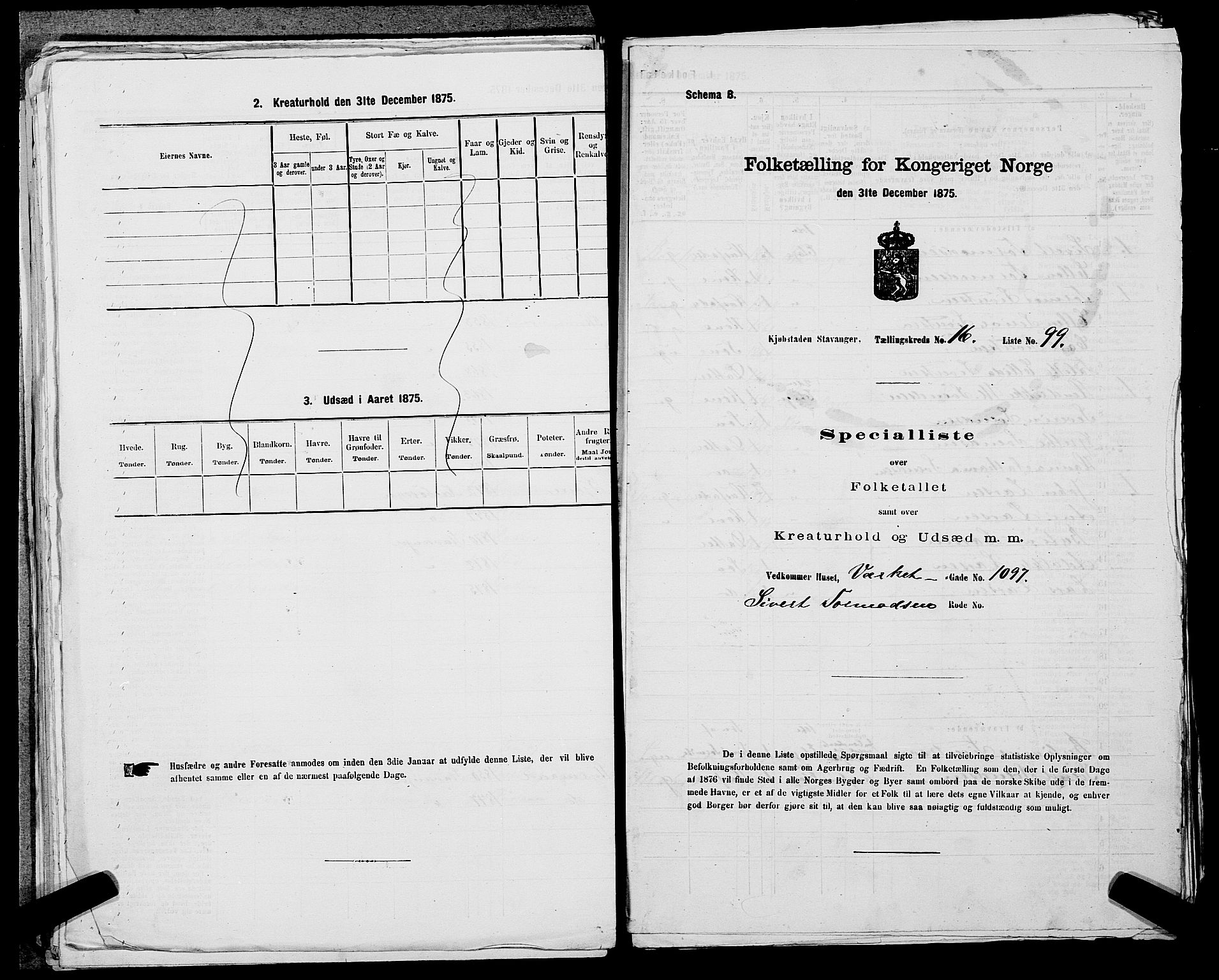 SAST, Folketelling 1875 for 1103 Stavanger kjøpstad, 1875, s. 3245