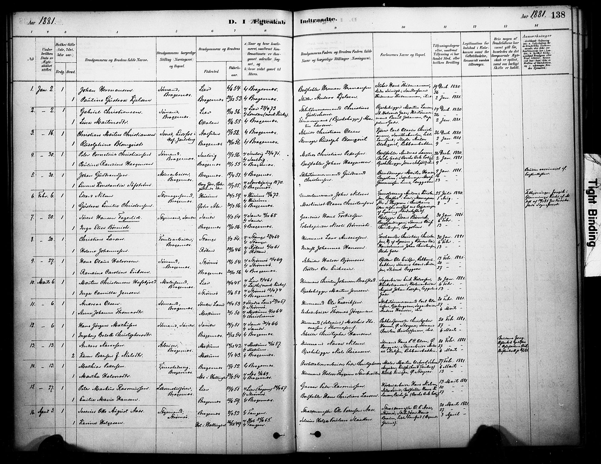Bragernes kirkebøker, AV/SAKO-A-6/F/Fc/L0005: Ministerialbok nr. III 5, 1878-1890, s. 138