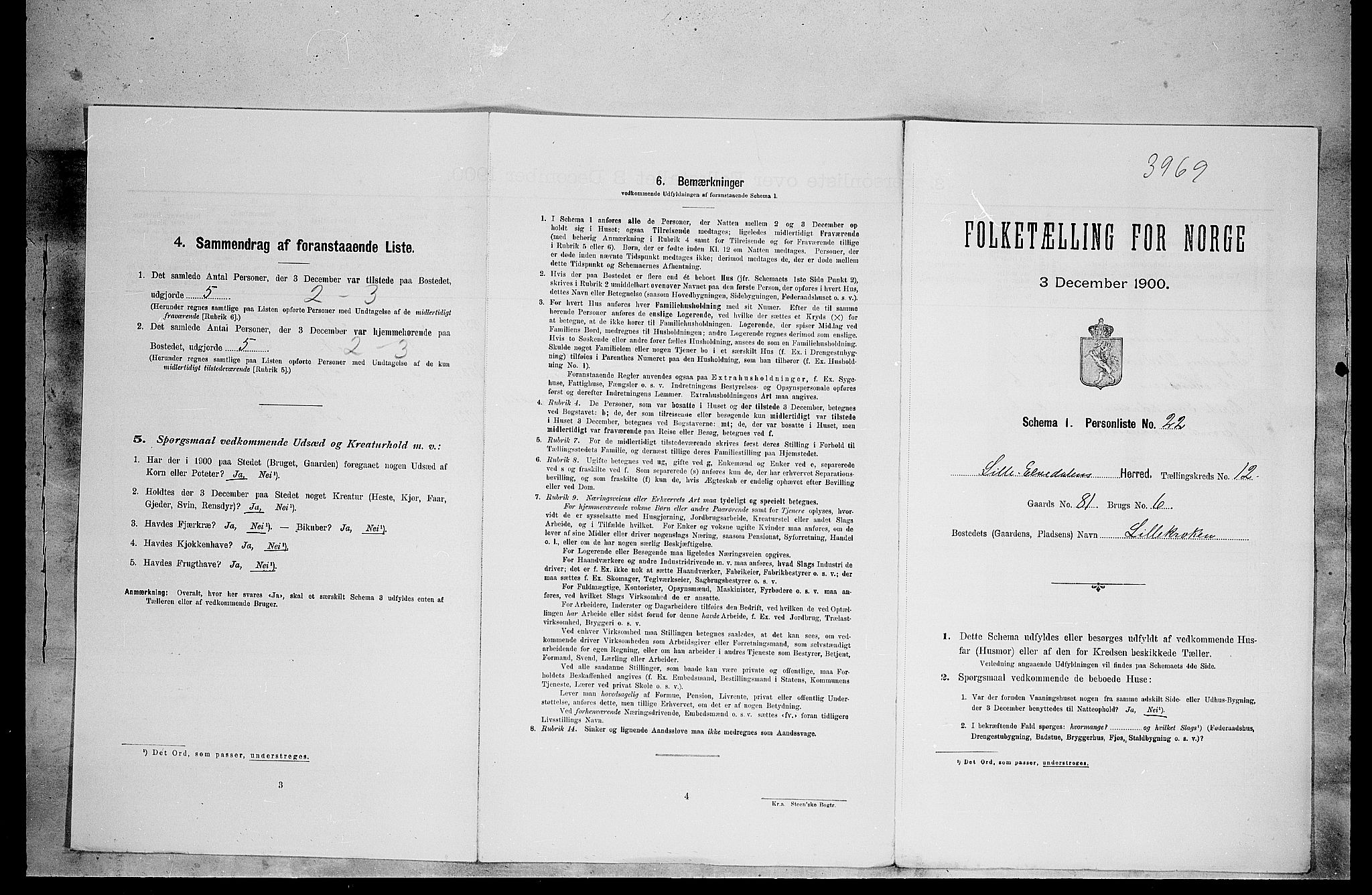 SAH, Folketelling 1900 for 0438 Lille Elvedalen herred, 1900, s. 889