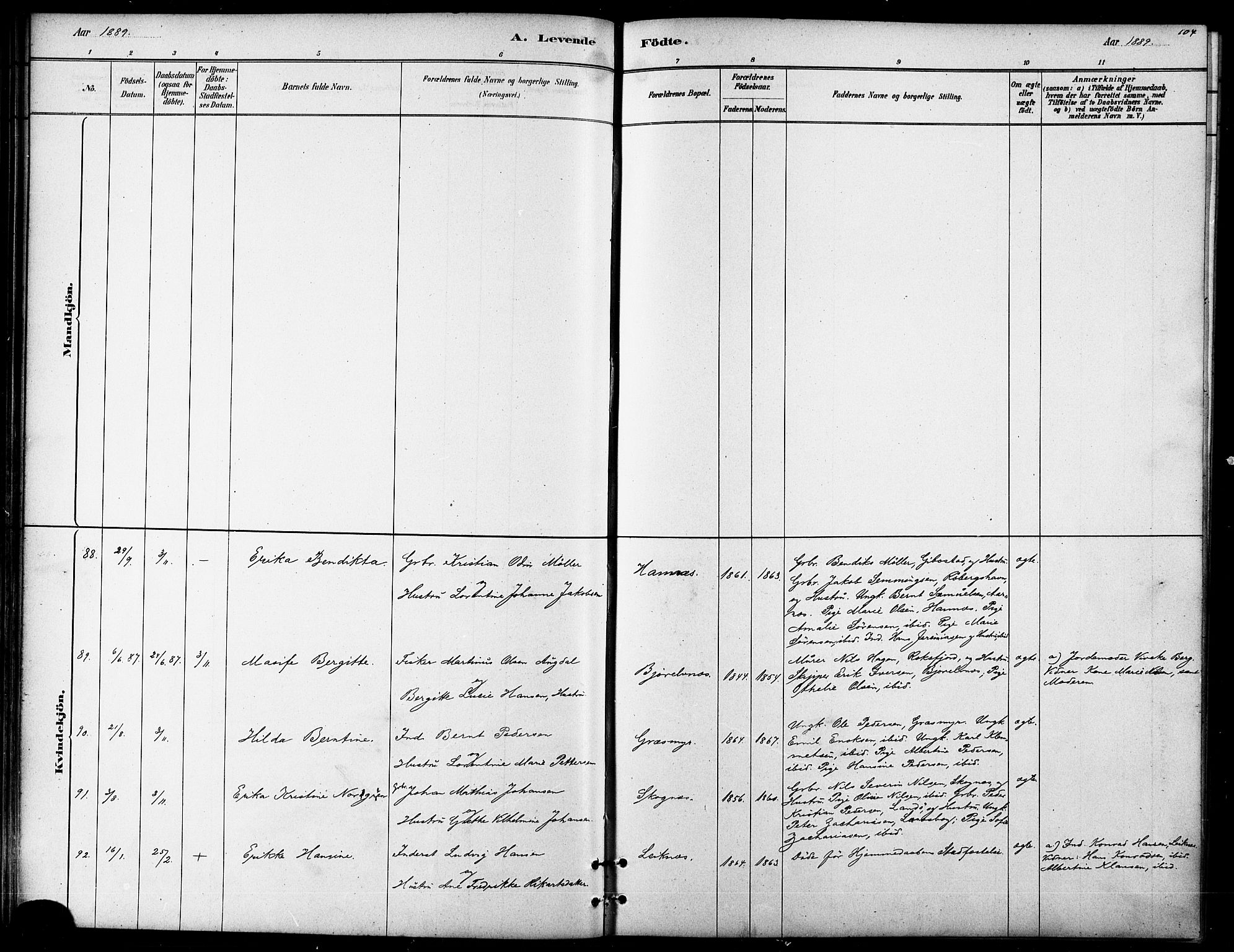 Lenvik sokneprestembete, SATØ/S-1310/H/Ha/Haa/L0011kirke: Ministerialbok nr. 11, 1880-1889, s. 104