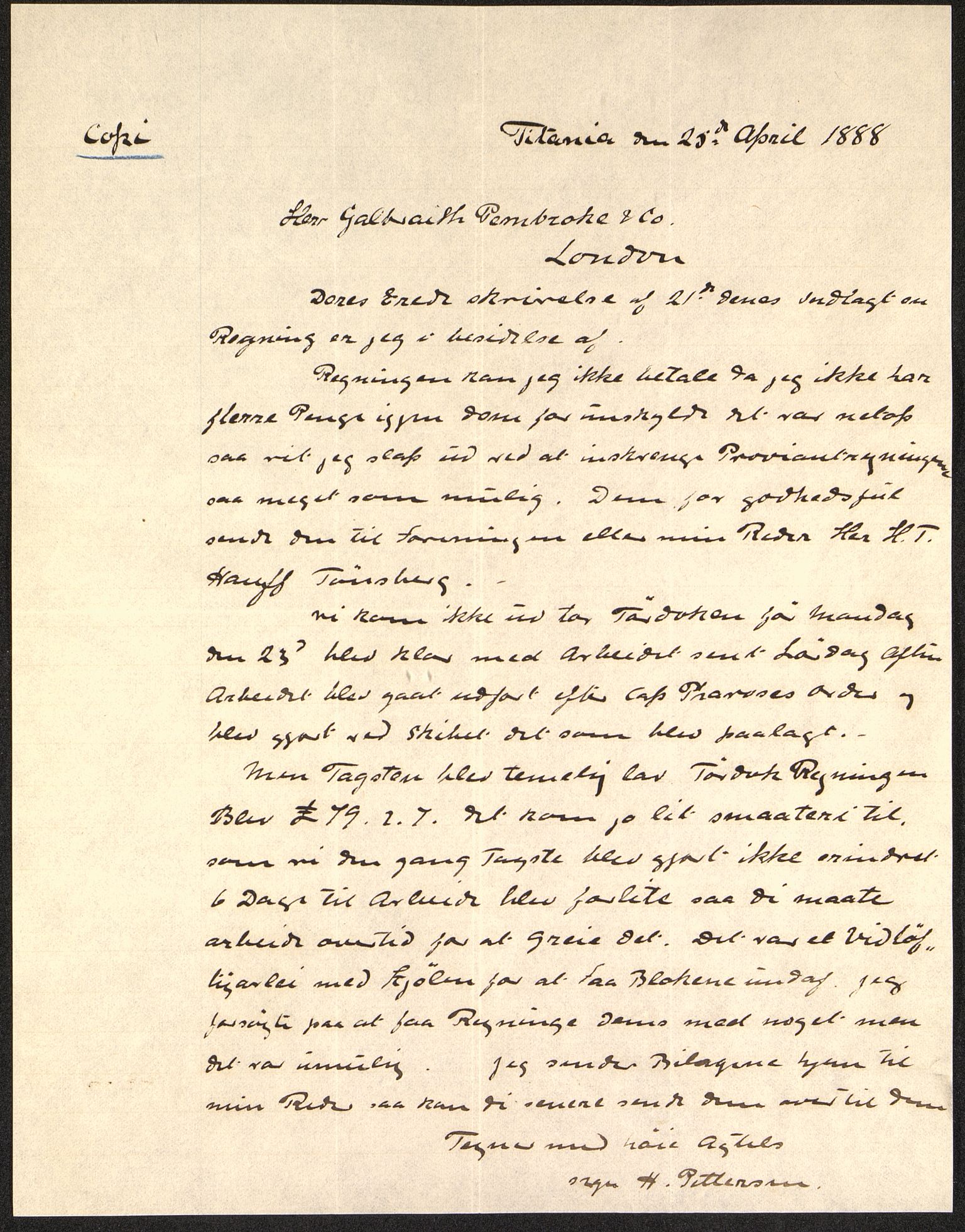 Pa 63 - Østlandske skibsassuranceforening, VEMU/A-1079/G/Ga/L0023/0001: Havaridokumenter / Carl Johan, Titania, Norrøna, Thor, Try, Louise, 1888, s. 12