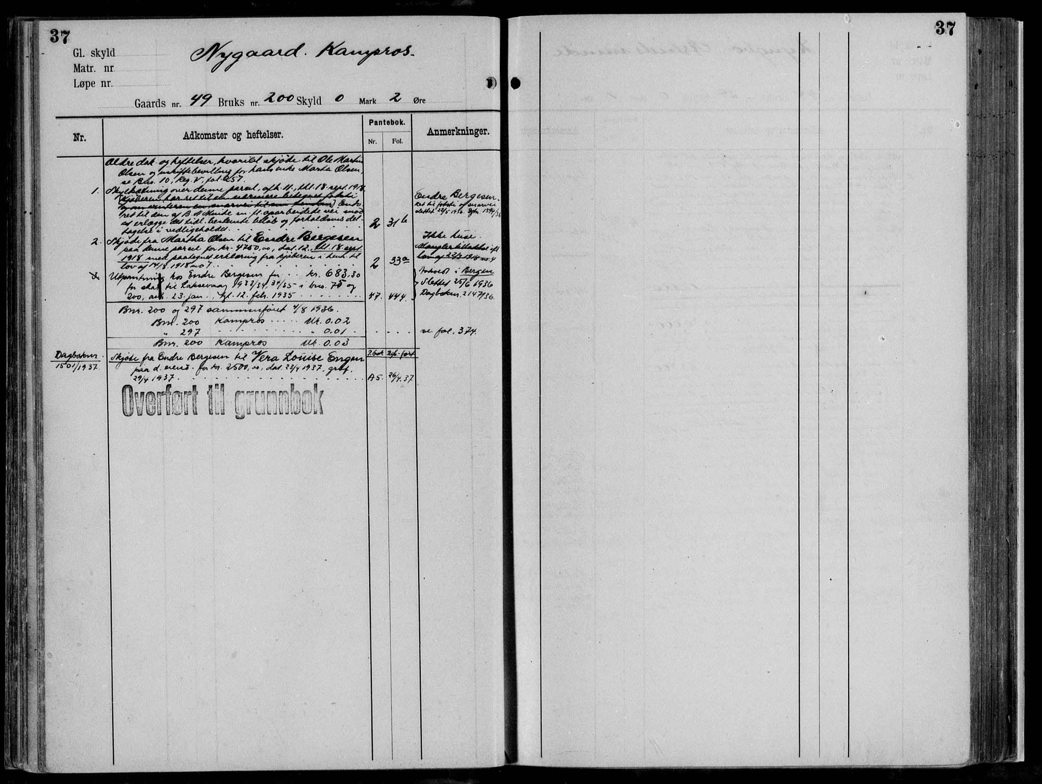 Midhordland sorenskriveri, AV/SAB-A-3001/1/G/Ga/Gab/L0111: Panteregister nr. II.A.b.111, s. 37
