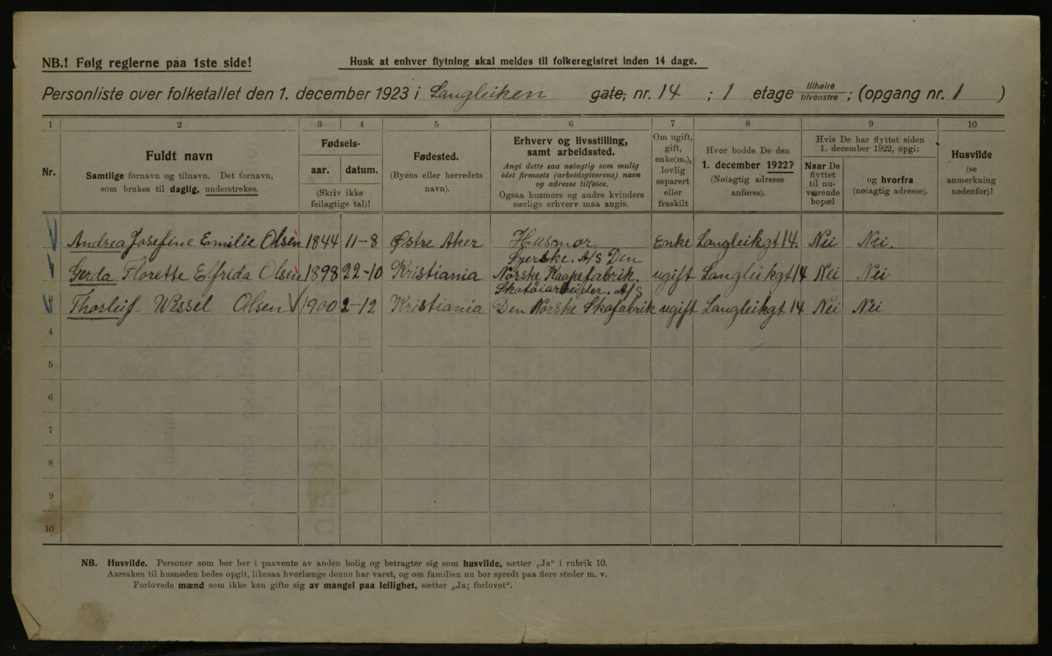 OBA, Kommunal folketelling 1.12.1923 for Kristiania, 1923, s. 63332