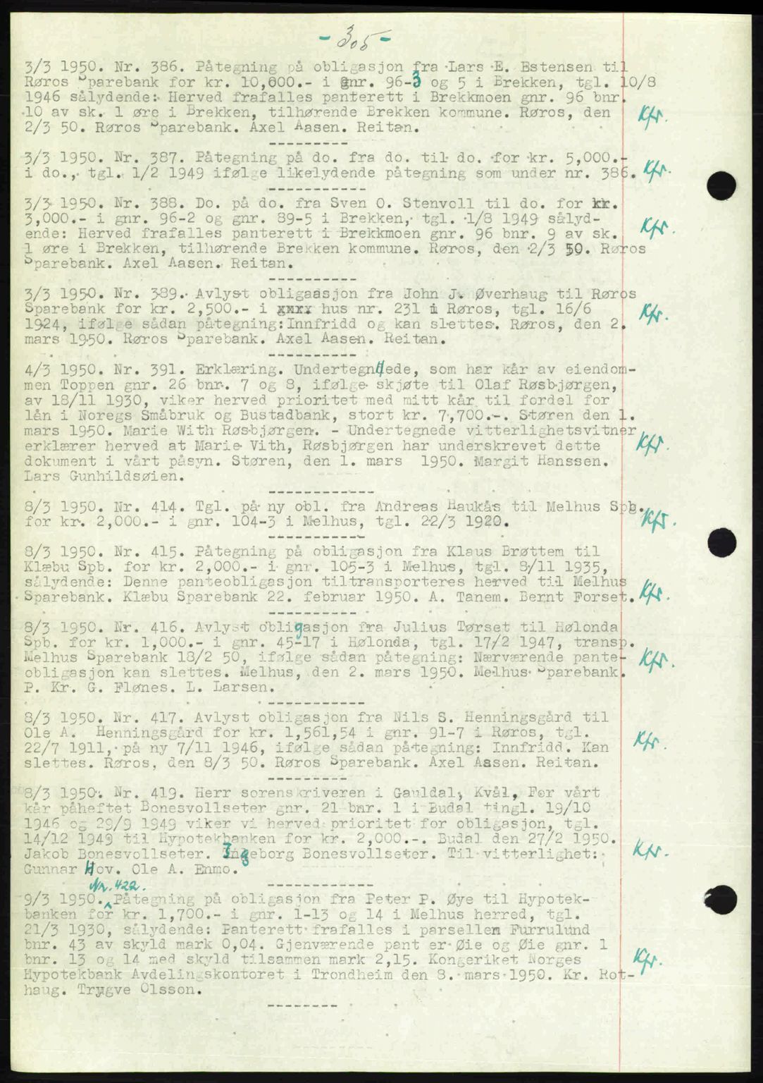 Gauldal sorenskriveri, SAT/A-0014/1/2/2C: Pantebok nr. A9, 1949-1950, Dagboknr: 386/1950