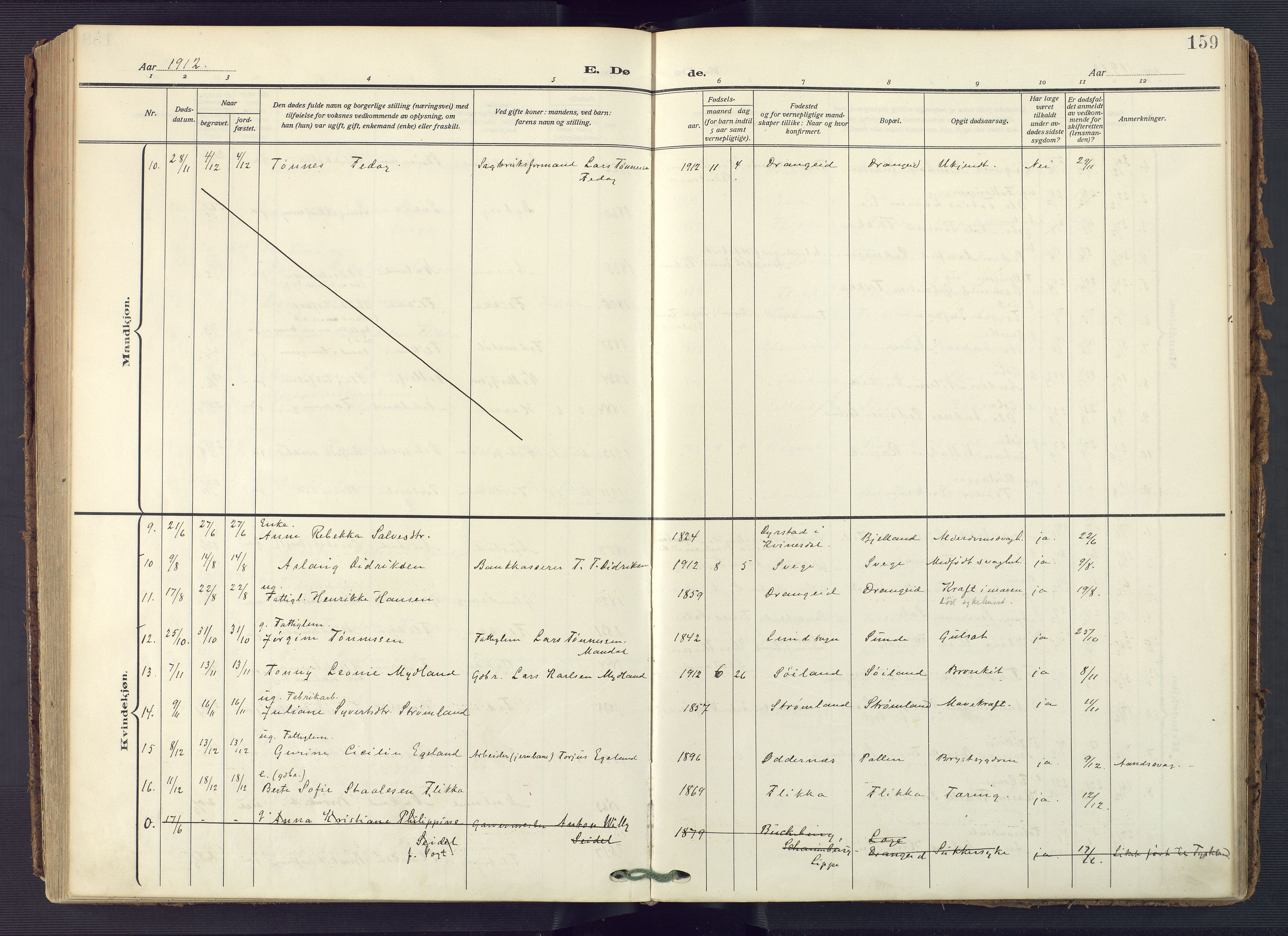 Flekkefjord sokneprestkontor, SAK/1111-0012/F/Fa/Fac/L0010: Ministerialbok nr. A 10, 1910-1927, s. 159