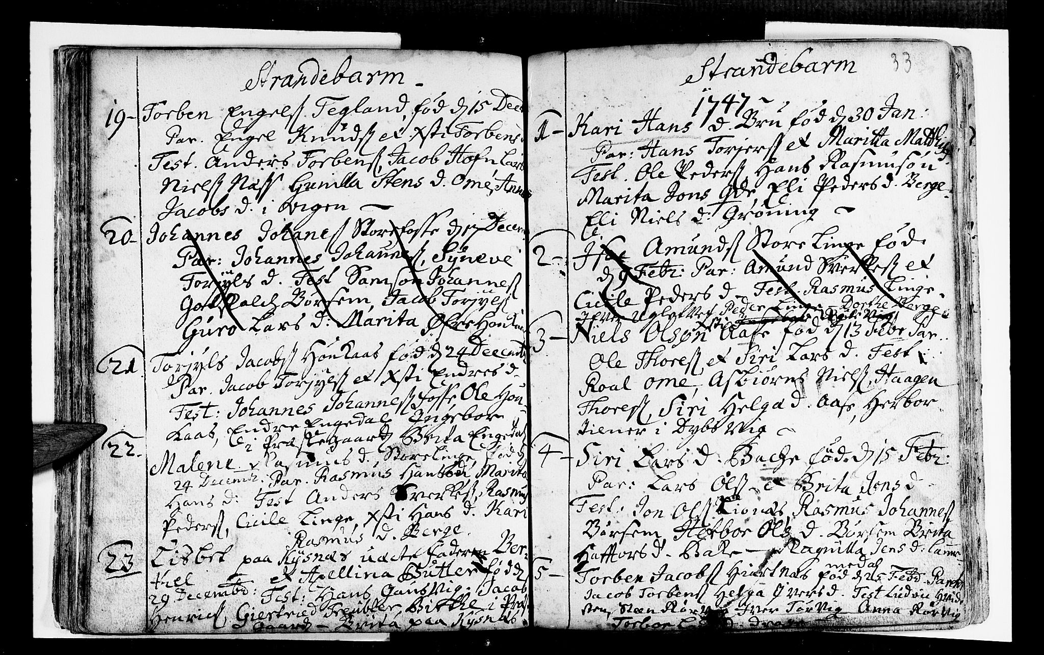 Strandebarm sokneprestembete, SAB/A-78401/H/Haa: Ministerialbok nr. A 2 /1, 1727-1750, s. 33