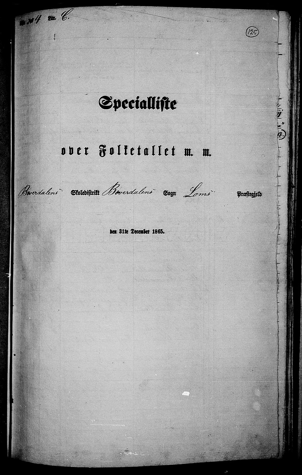 RA, Folketelling 1865 for 0514P Lom prestegjeld, 1865, s. 117