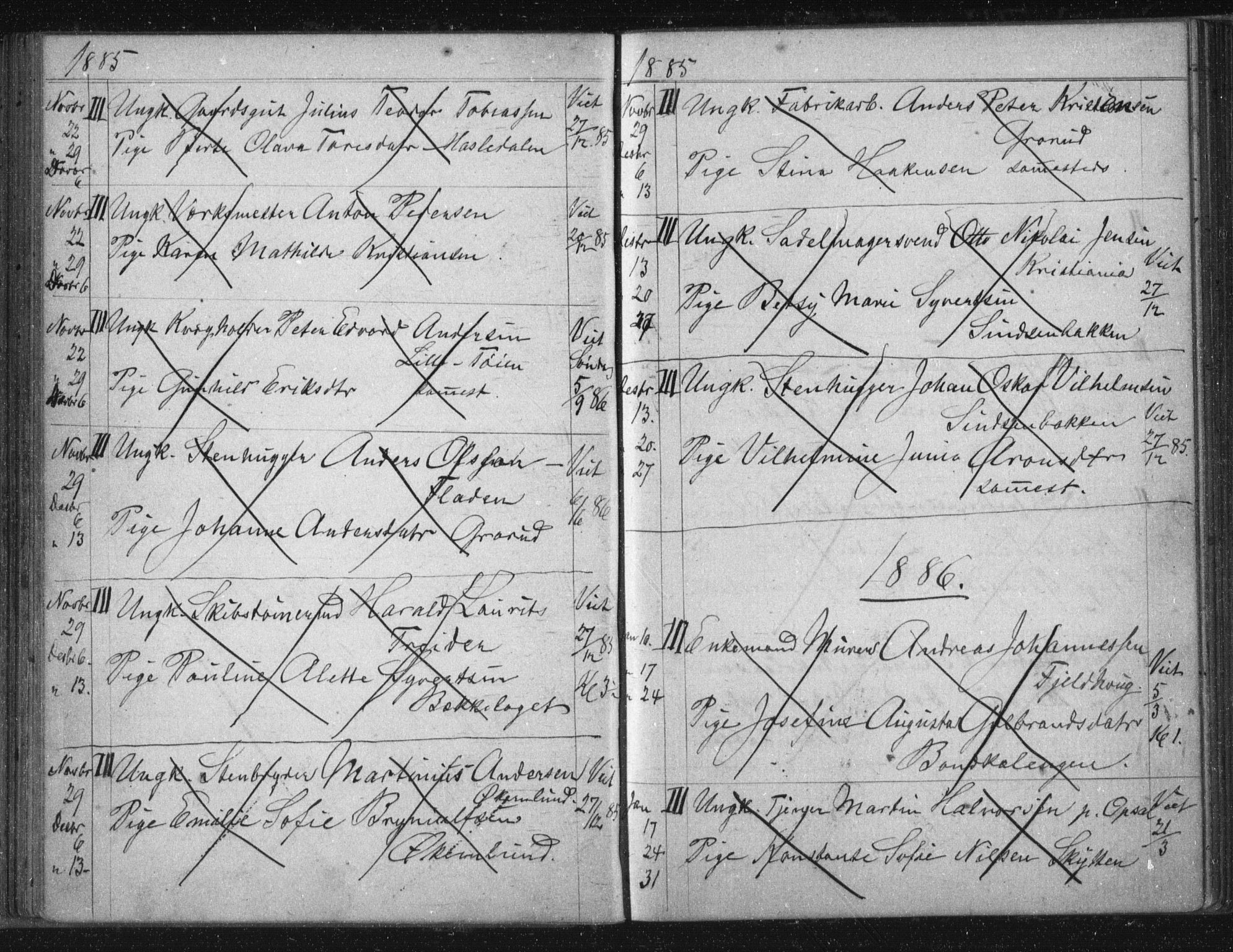Østre Aker prestekontor Kirkebøker, AV/SAO-A-10840/H/Ha/L0005: Lysningsprotokoll nr. I 5, 1879-1899