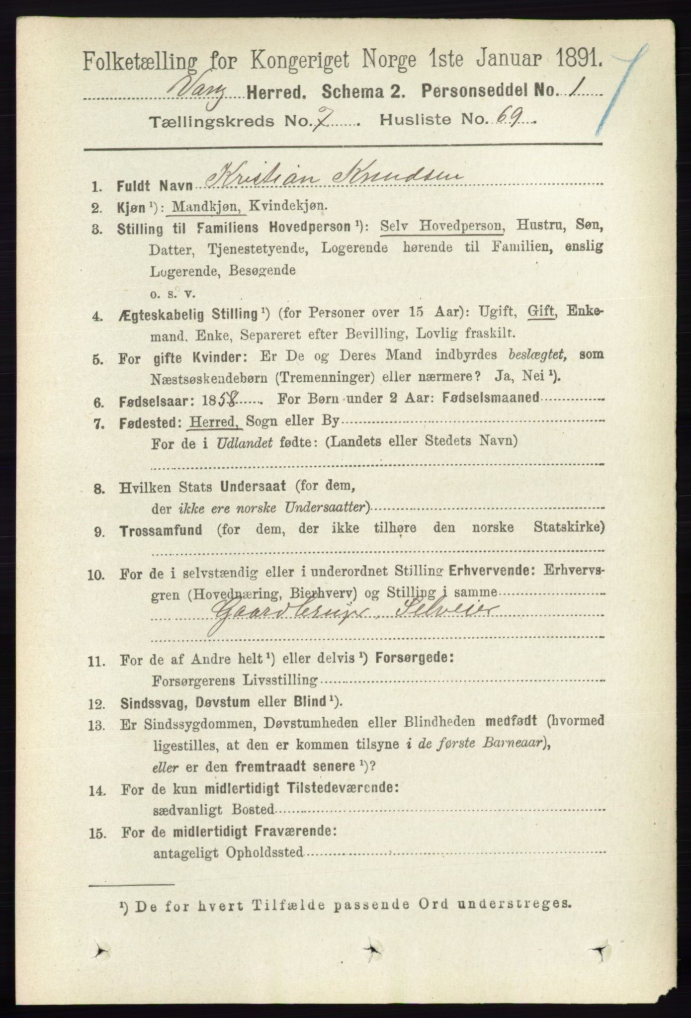 RA, Folketelling 1891 for 0414 Vang herred, 1891, s. 5376