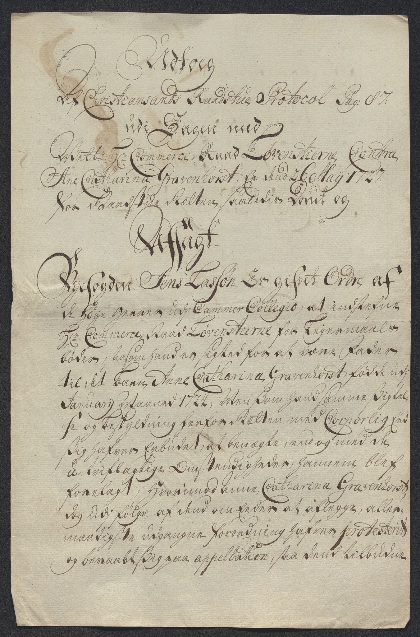 Rentekammeret inntil 1814, Reviderte regnskaper, Byregnskaper, AV/RA-EA-4066/R/Rm/L0286: [M19] Sikt og sakefall, 1719-1727, s. 592