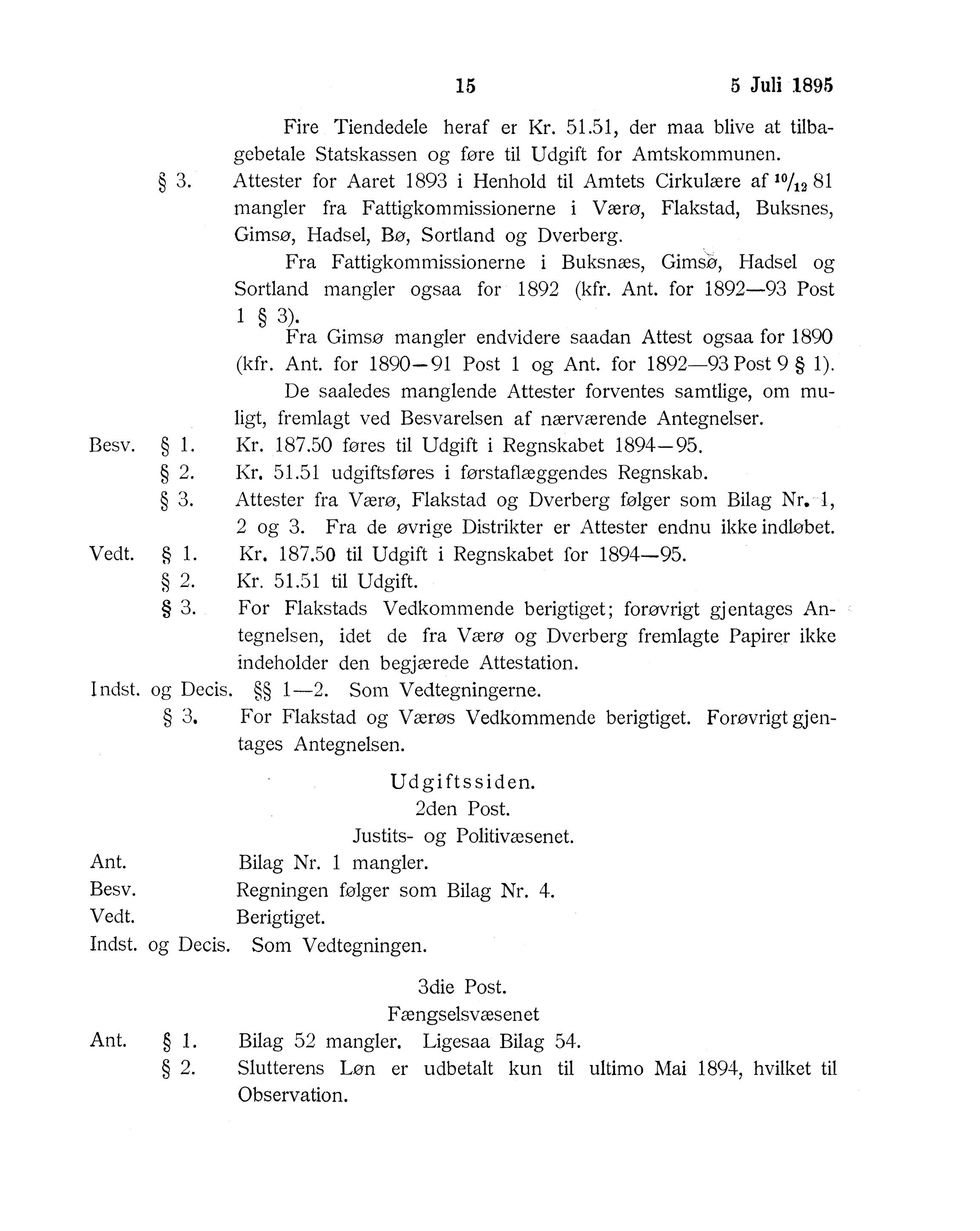 Nordland Fylkeskommune. Fylkestinget, AIN/NFK-17/176/A/Ac/L0018: Fylkestingsforhandlinger 1895, 1895