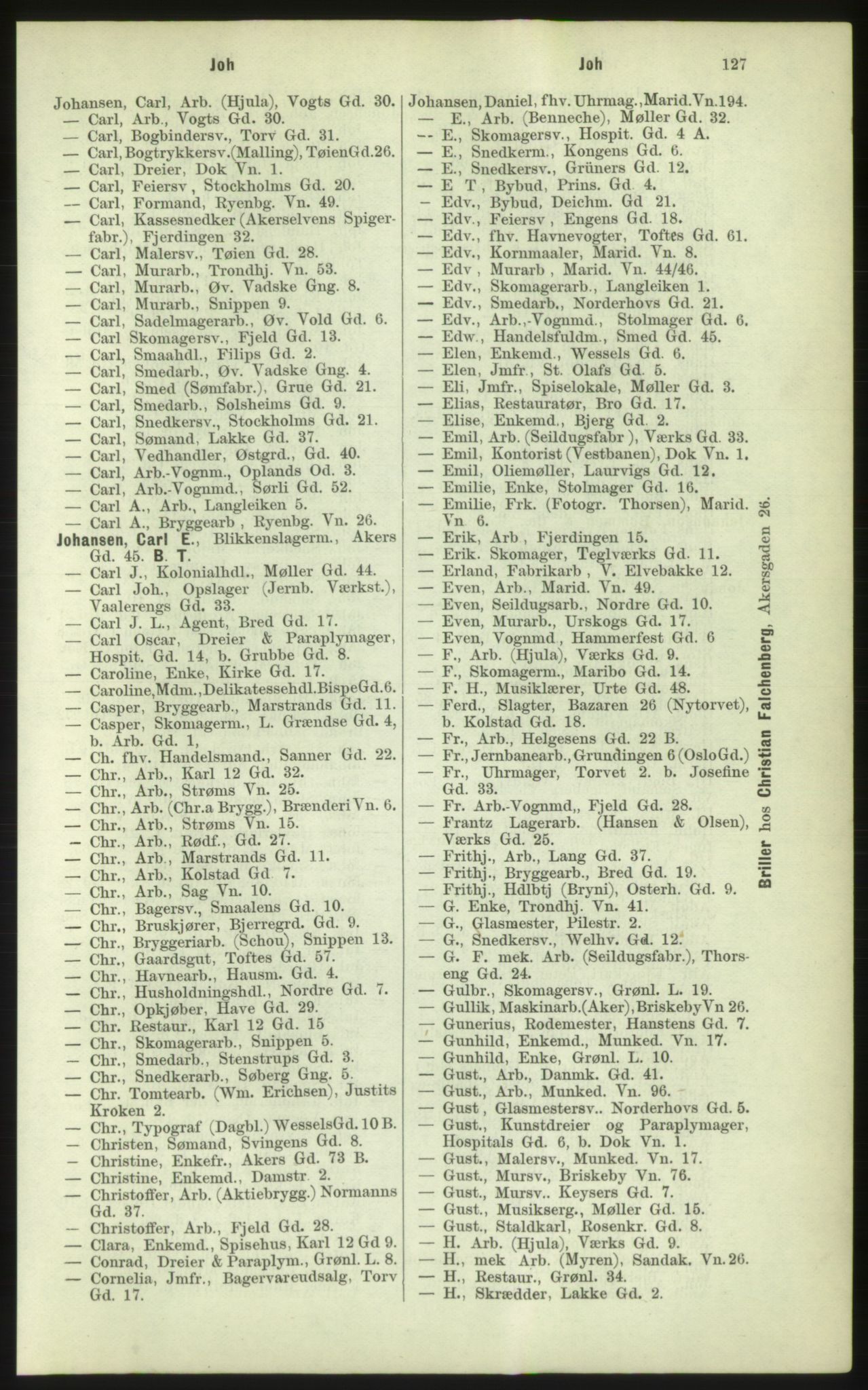 Kristiania/Oslo adressebok, PUBL/-, 1884, s. 127