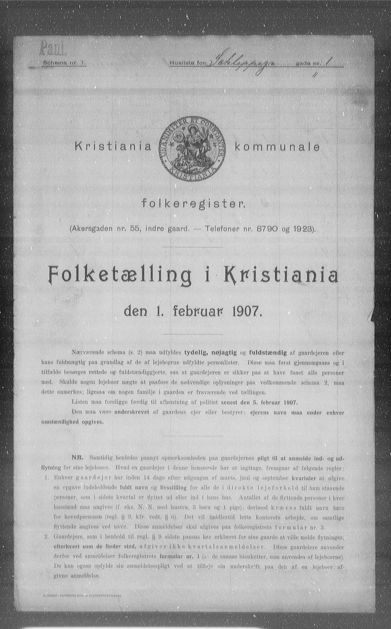 OBA, Kommunal folketelling 1.2.1907 for Kristiania kjøpstad, 1907, s. 45828