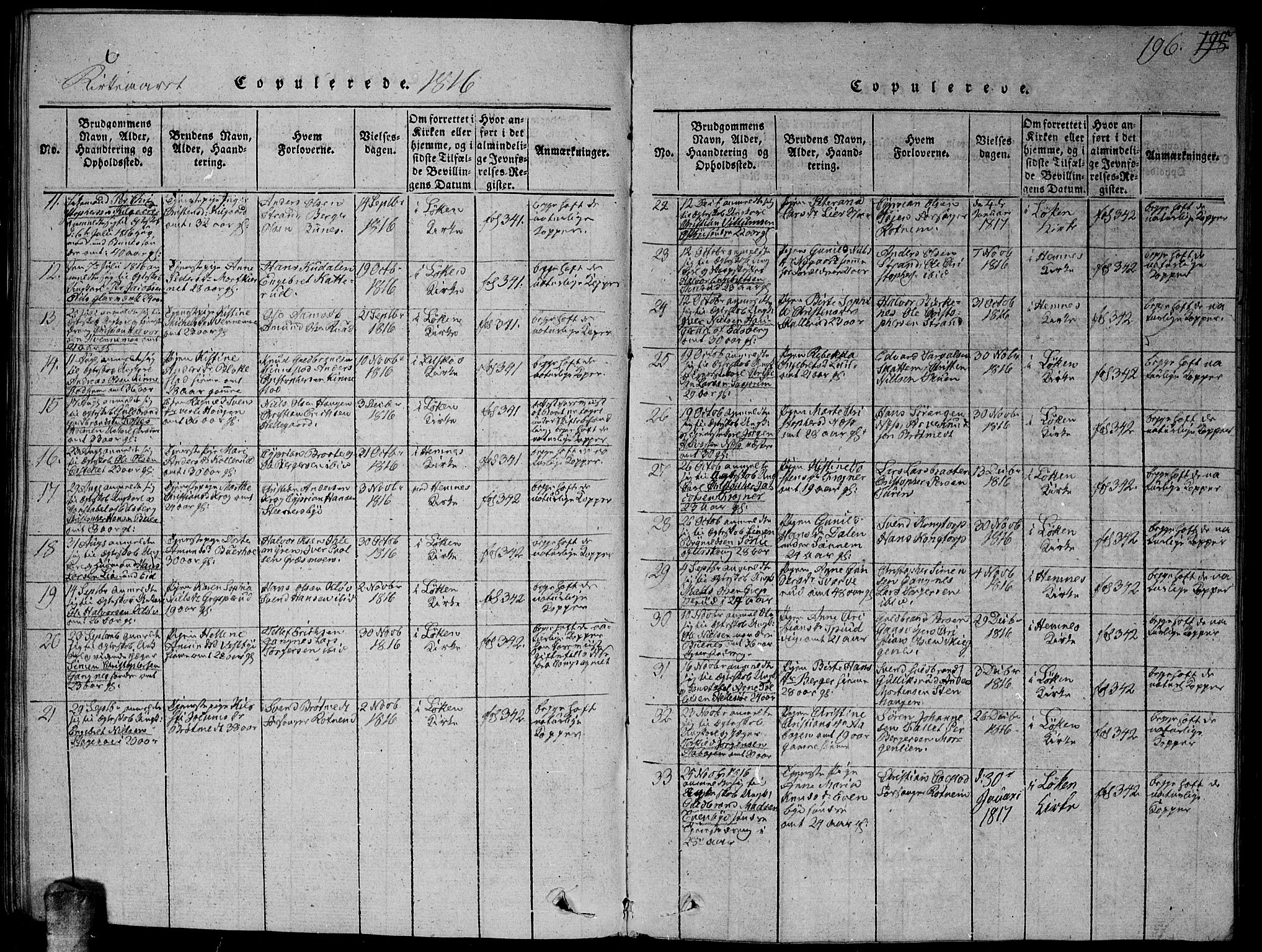 Høland prestekontor Kirkebøker, AV/SAO-A-10346a/G/Ga/L0001: Klokkerbok nr. I 1, 1814-1827, s. 196