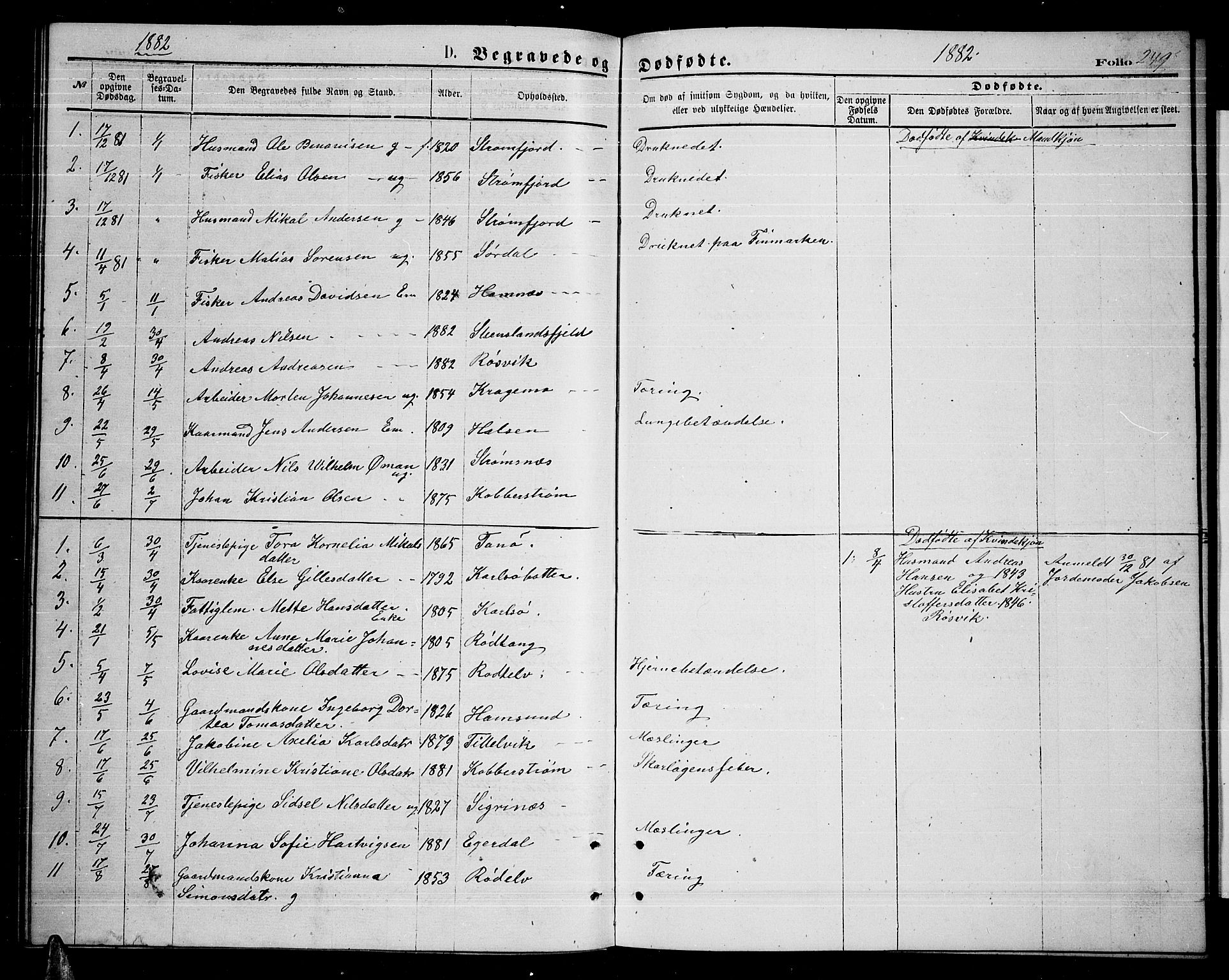 Ministerialprotokoller, klokkerbøker og fødselsregistre - Nordland, SAT/A-1459/859/L0858: Klokkerbok nr. 859C04, 1873-1886, s. 249