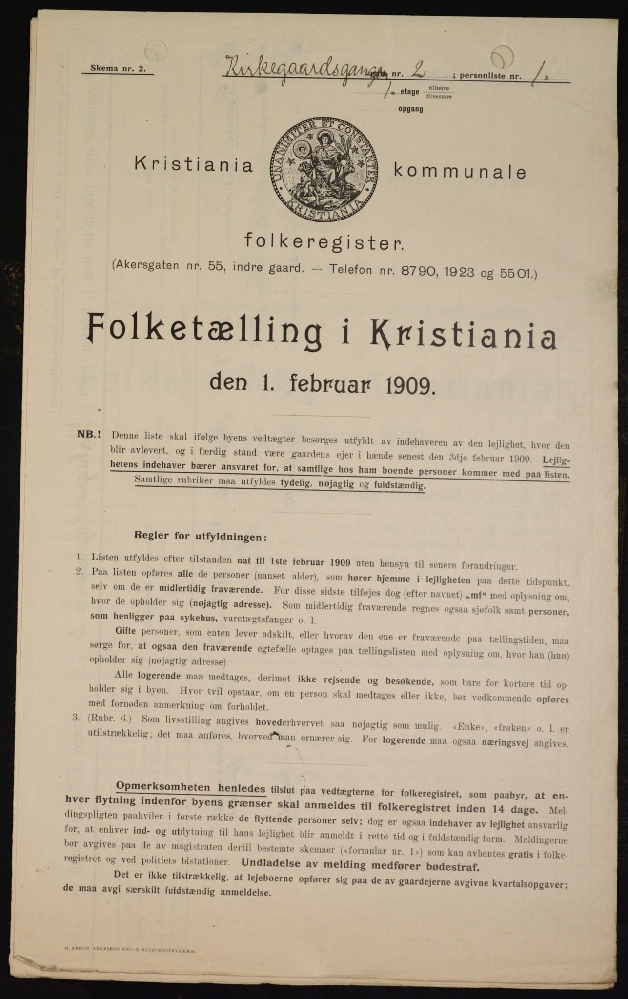 OBA, Kommunal folketelling 1.2.1909 for Kristiania kjøpstad, 1909, s. 45625