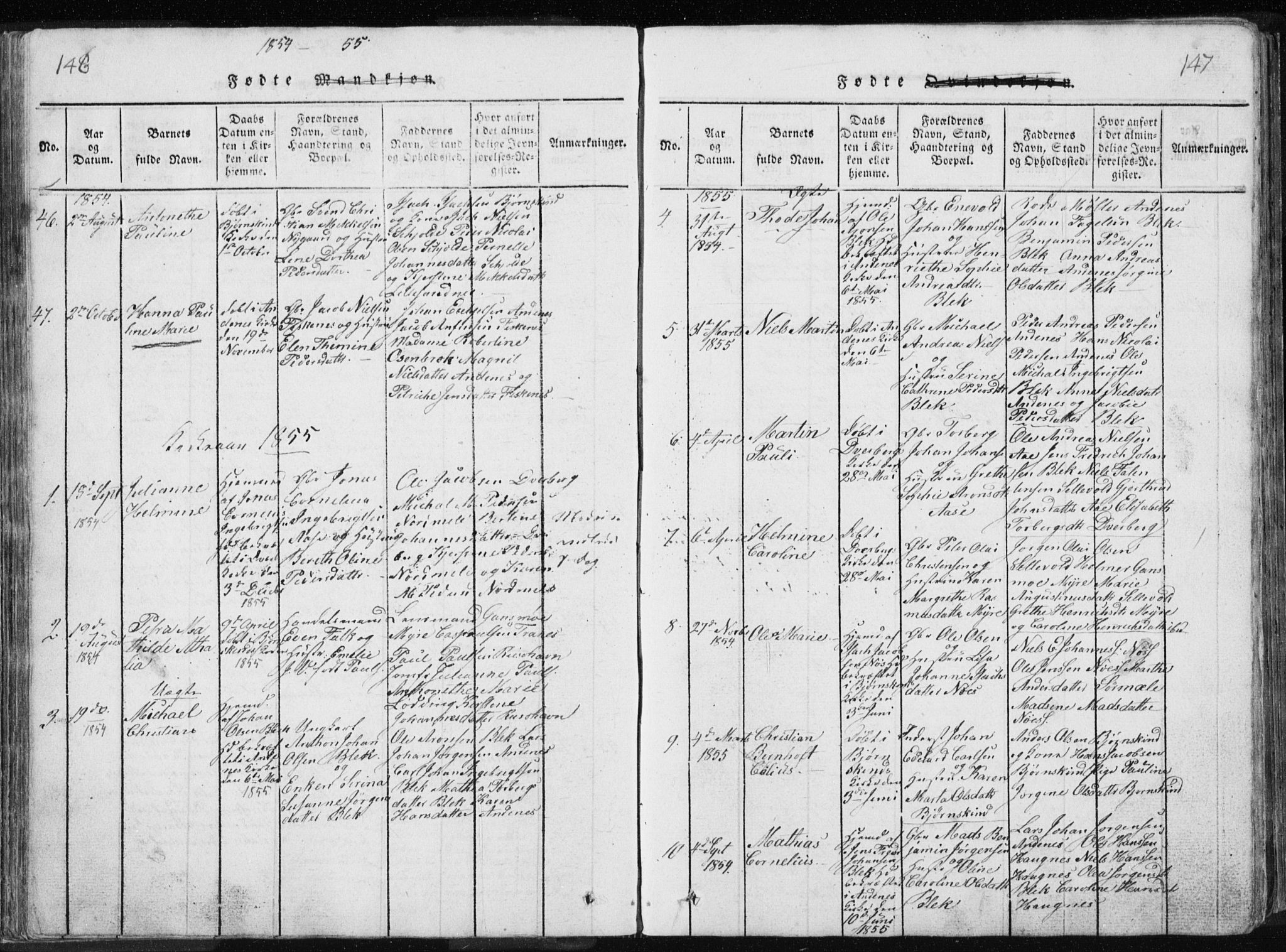 Ministerialprotokoller, klokkerbøker og fødselsregistre - Nordland, AV/SAT-A-1459/897/L1411: Klokkerbok nr. 897C01, 1820-1866, s. 146-147