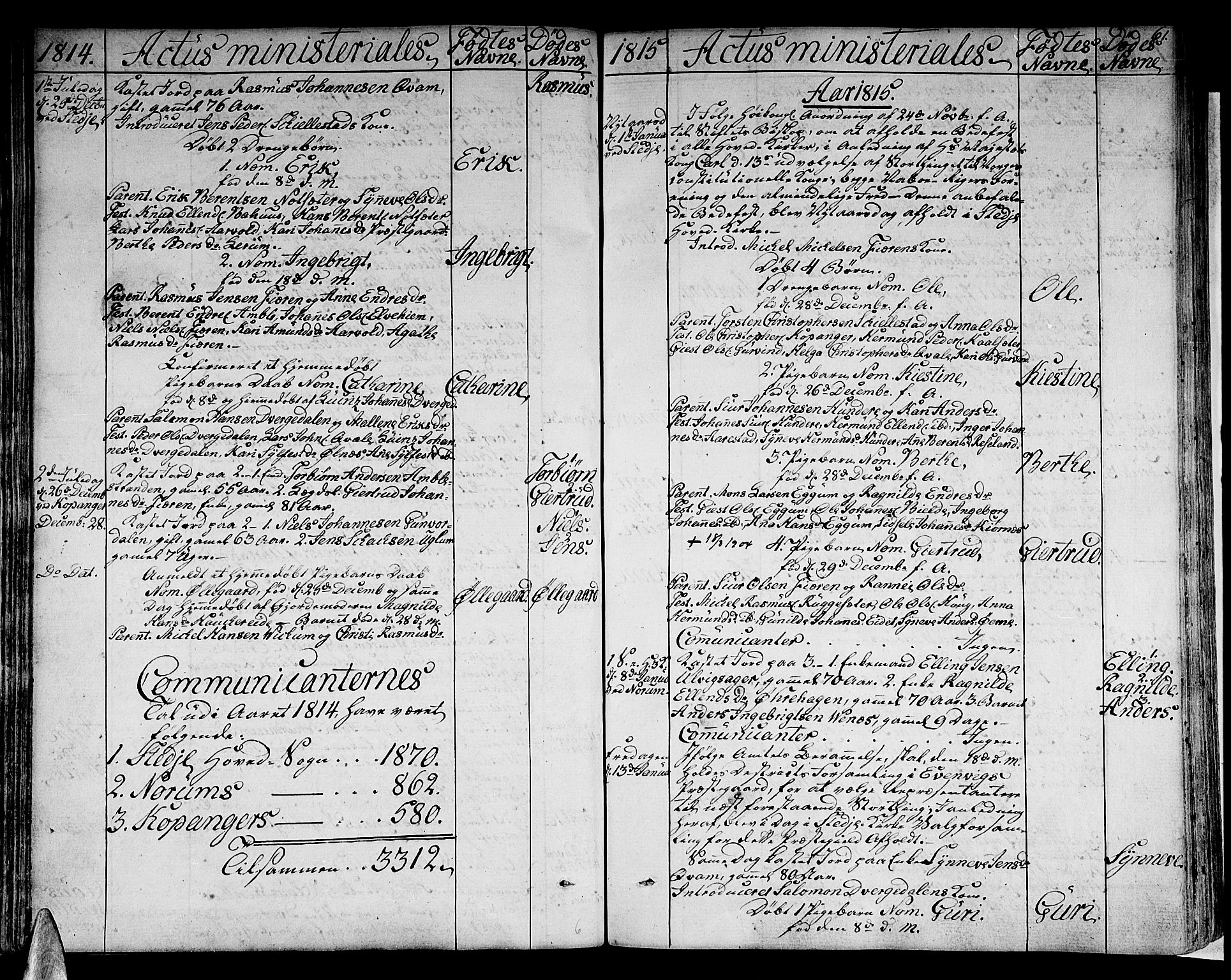 Sogndal sokneprestembete, AV/SAB-A-81301/H/Haa/Haaa/L0009: Ministerialbok nr. A 9, 1809-1821, s. 61