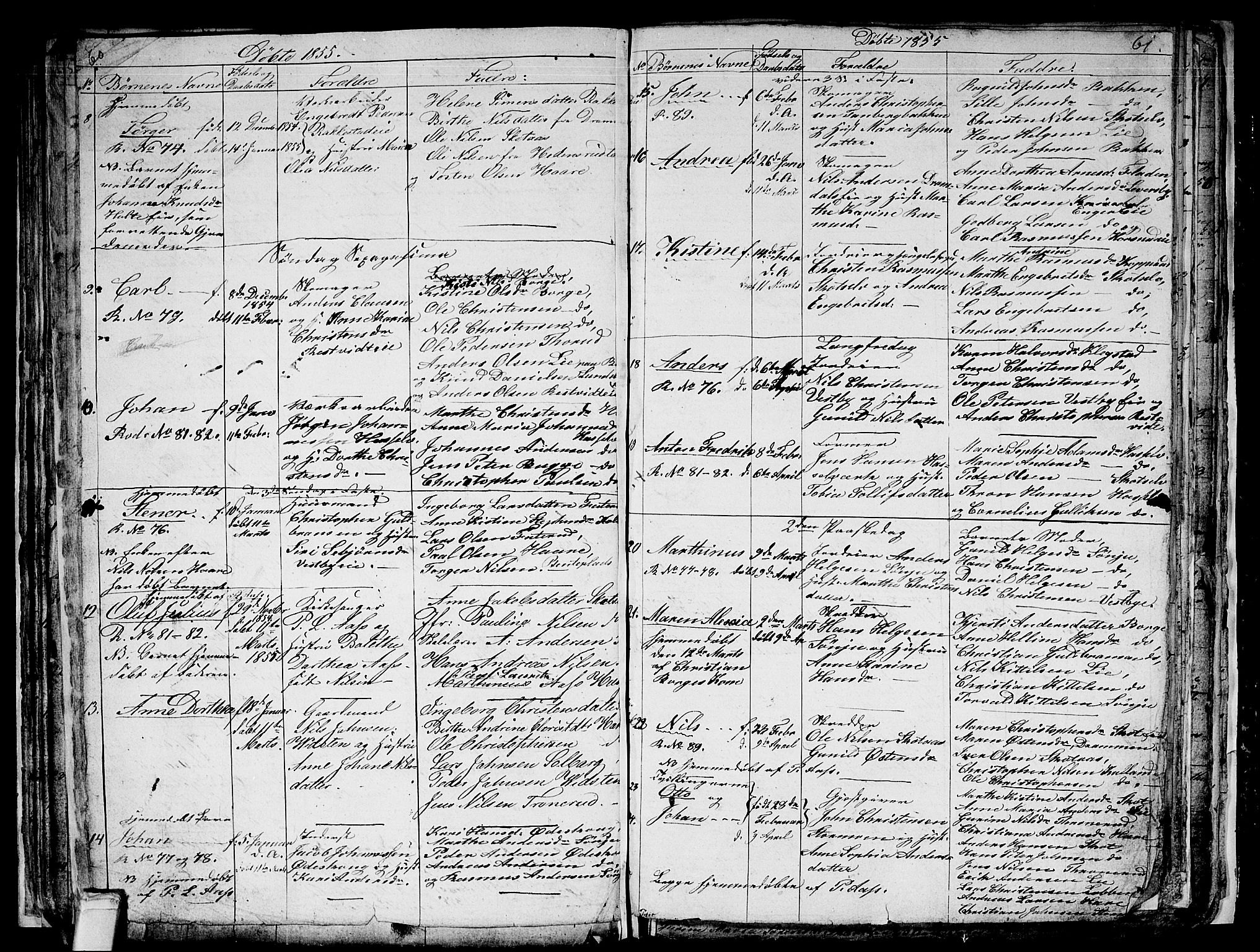 Eiker kirkebøker, AV/SAKO-A-4/G/Gb/L0001: Klokkerbok nr. II 1, 1844-1864, s. 60-61