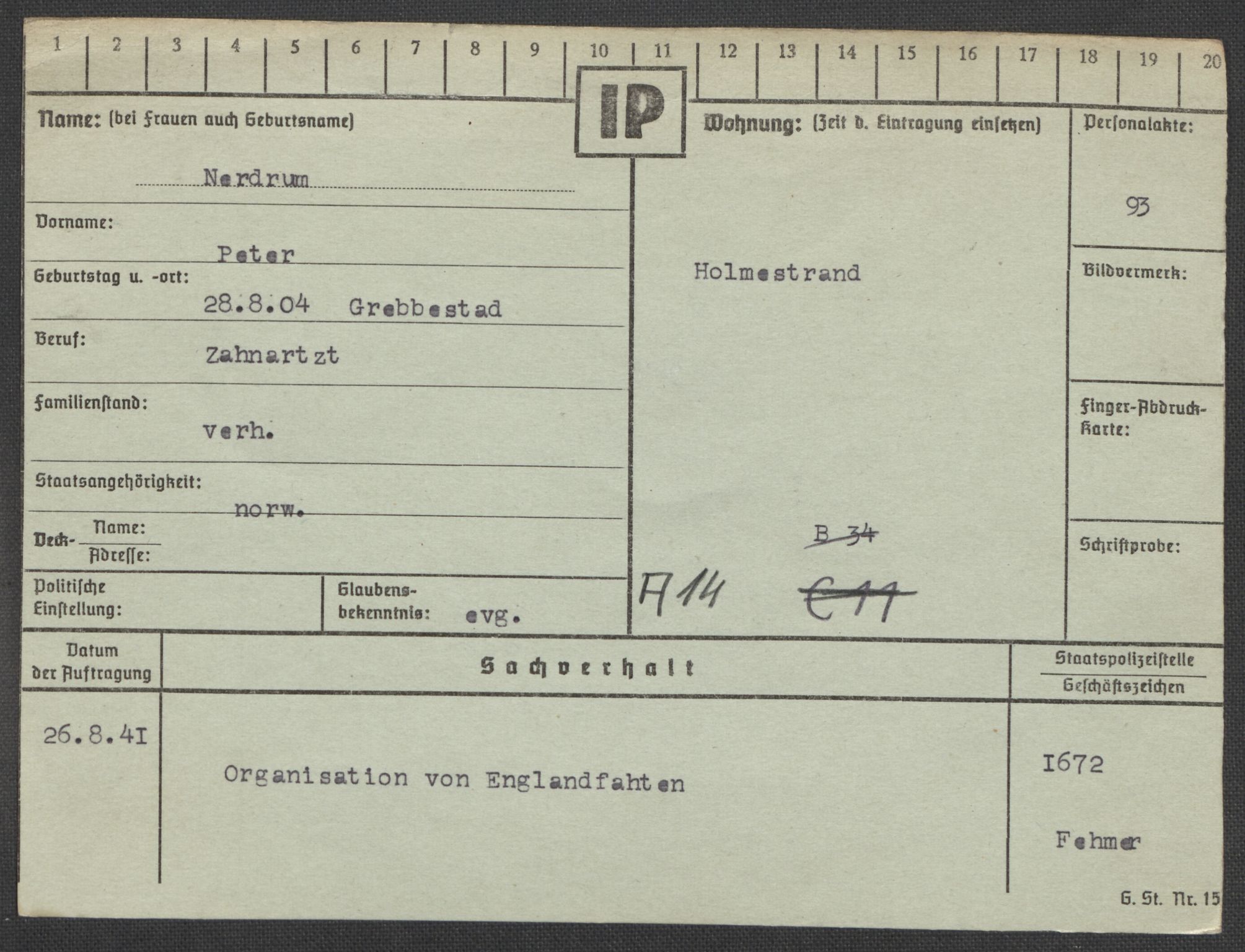 Befehlshaber der Sicherheitspolizei und des SD, AV/RA-RAFA-5969/E/Ea/Eaa/L0007: Register over norske fanger i Møllergata 19: Lundb-N, 1940-1945, s. 1008