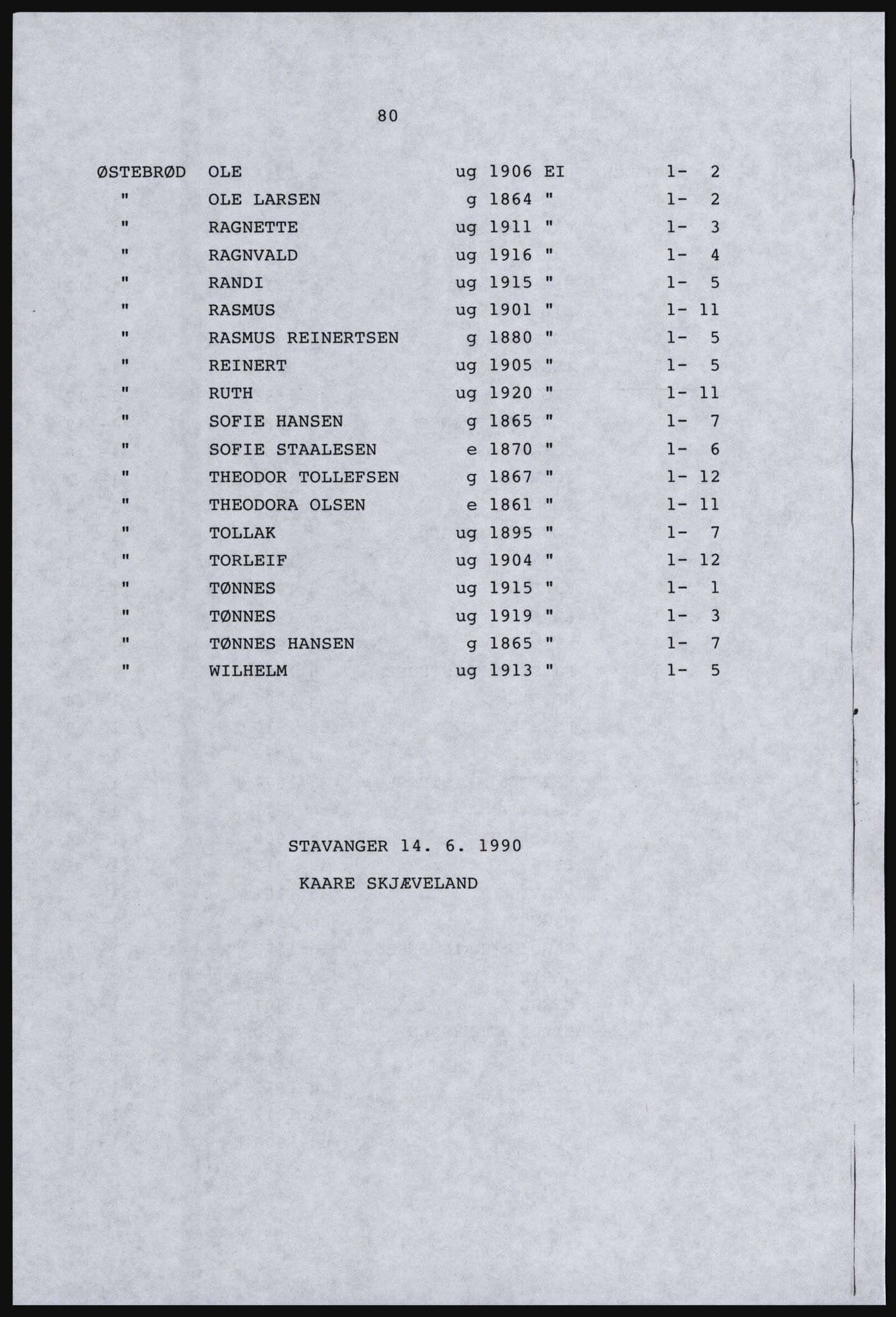 SAST, Avskrift av folketellingen 1920 for Dalane, 1920, s. 182