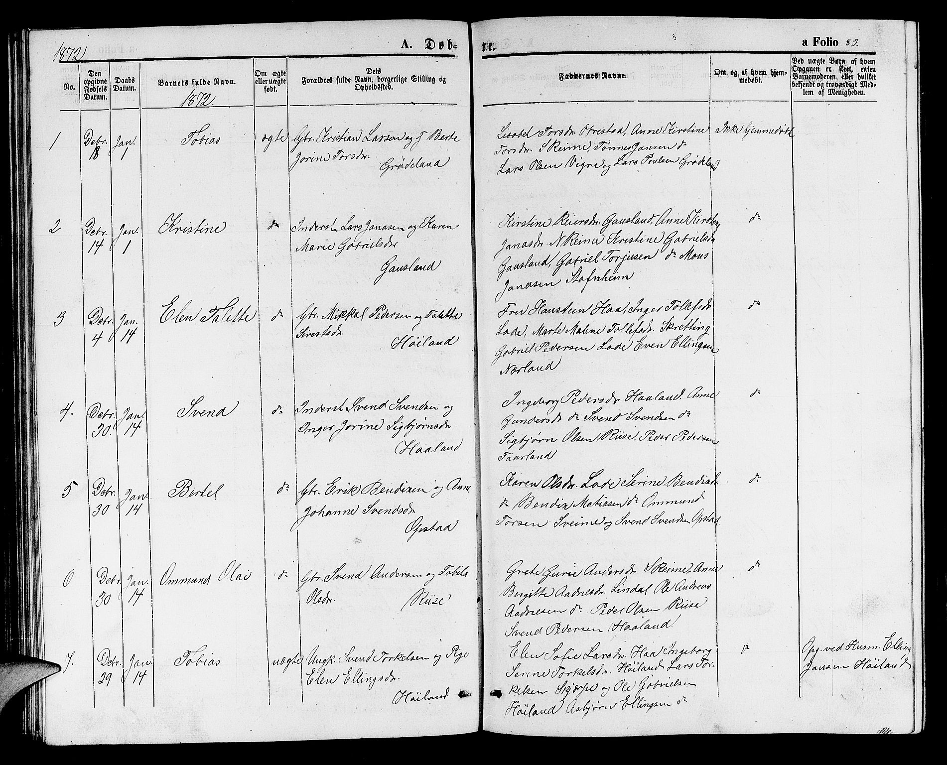 Hå sokneprestkontor, AV/SAST-A-101801/001/30BB/L0001: Klokkerbok nr. B 1, 1854-1883, s. 83