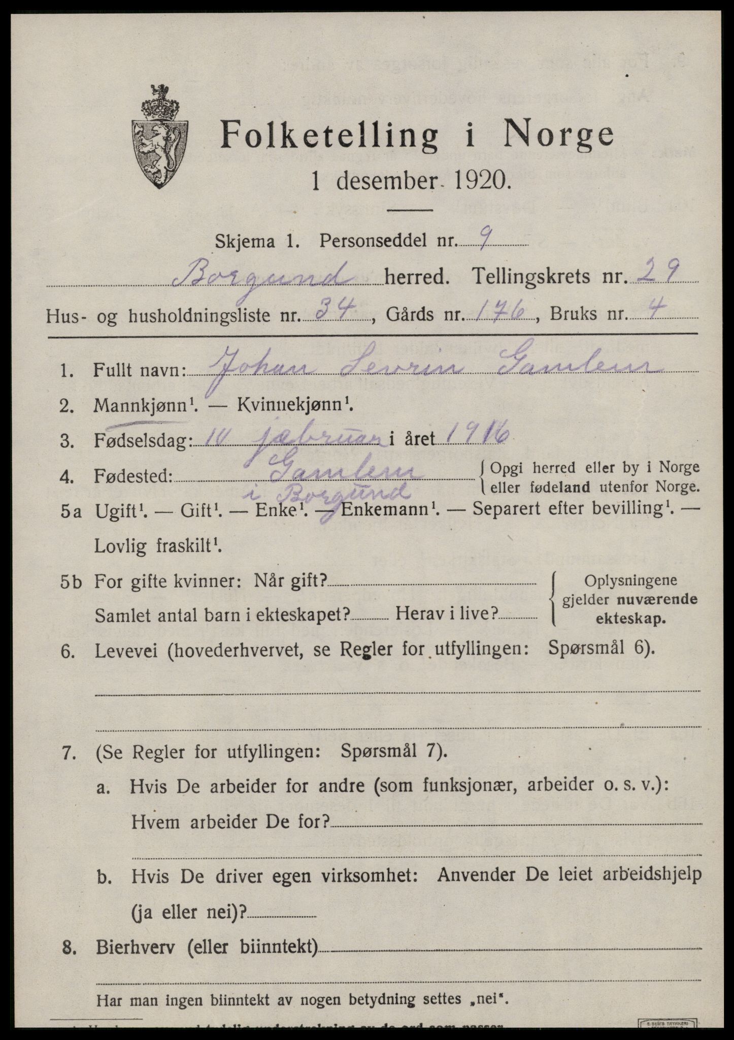 SAT, Folketelling 1920 for 1531 Borgund herred, 1920, s. 19030