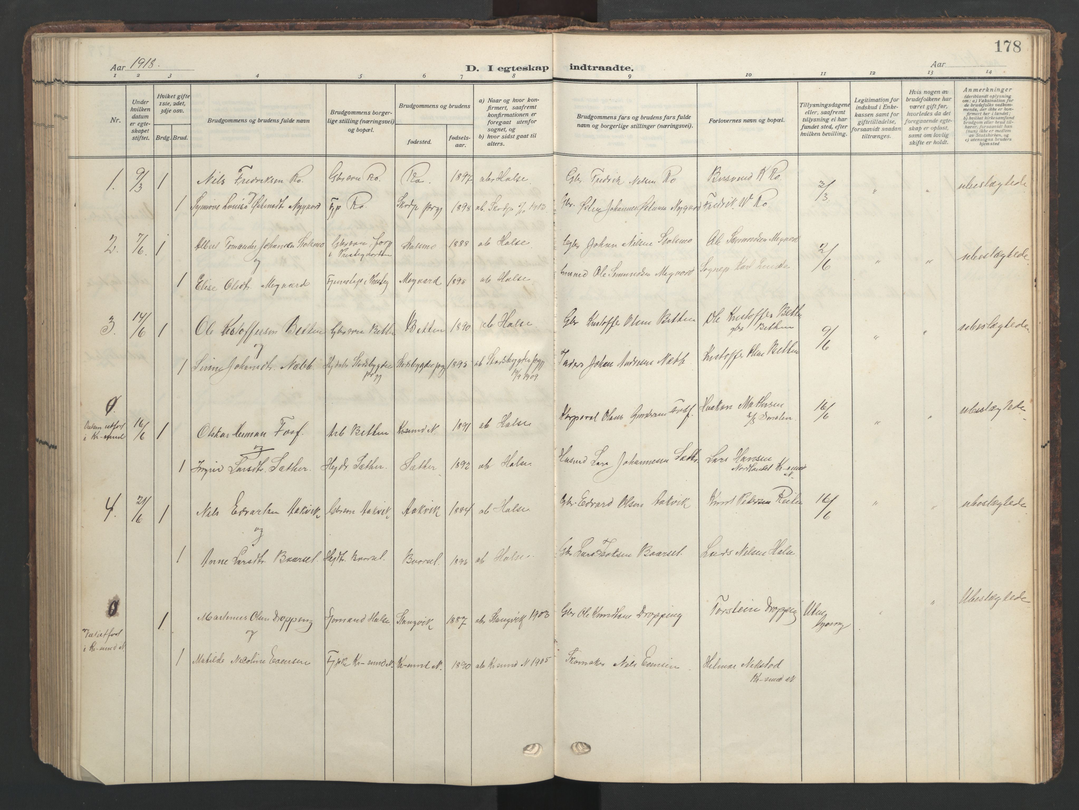 Ministerialprotokoller, klokkerbøker og fødselsregistre - Møre og Romsdal, SAT/A-1454/576/L0891: Klokkerbok nr. 576C02, 1909-1946, s. 178