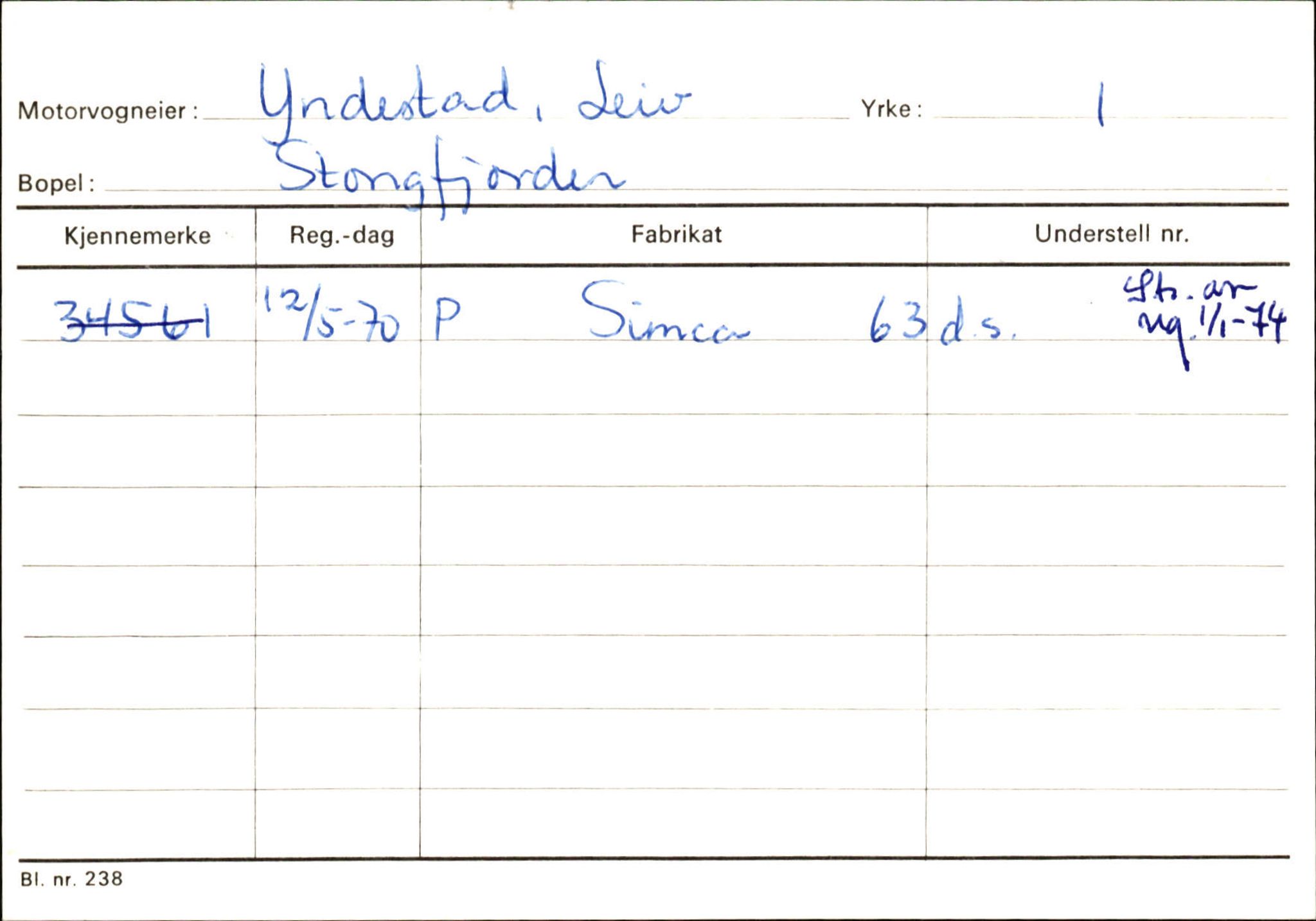 Statens vegvesen, Sogn og Fjordane vegkontor, SAB/A-5301/4/F/L0132: Eigarregister Askvoll A-Å. Balestrand A-Å, 1945-1975, s. 1482