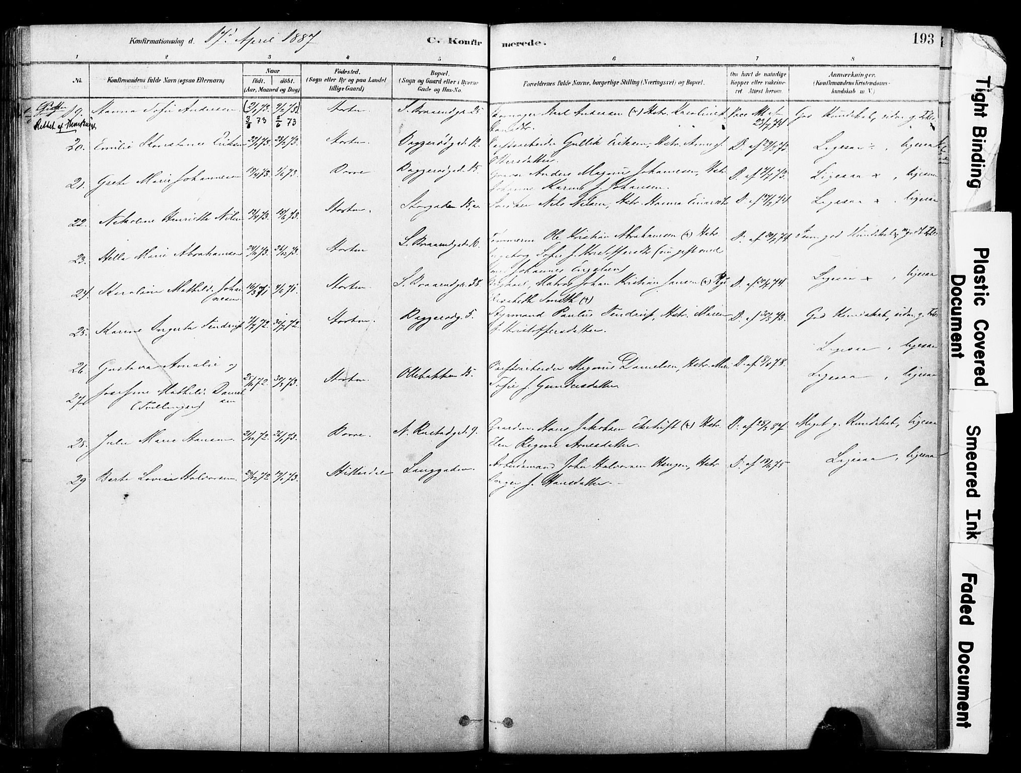 Horten kirkebøker, AV/SAKO-A-348/F/Fa/L0003: Ministerialbok nr. 3, 1878-1887, s. 193