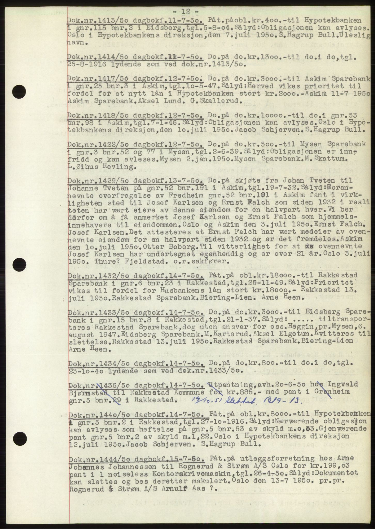 Rakkestad sorenskriveri, AV/SAO-A-10686/G/Gb/Gba/Gbac/L0012: Pantebok nr. B1-4 og B16-20, 1949-1950, Dagboknr: 1413/1950