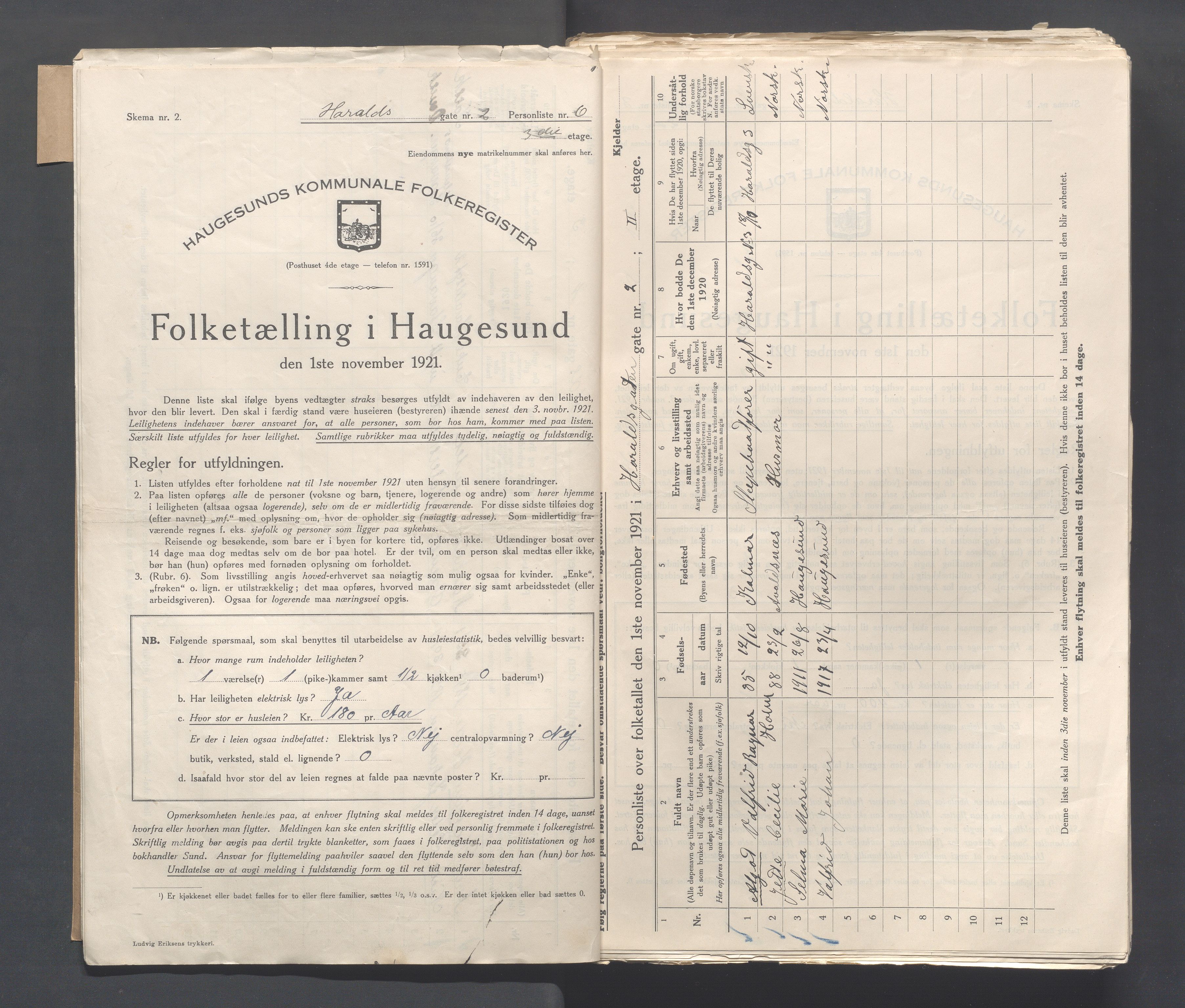 IKAR, Kommunal folketelling 1.11.1921 for Haugesund, 1921, s. 1249