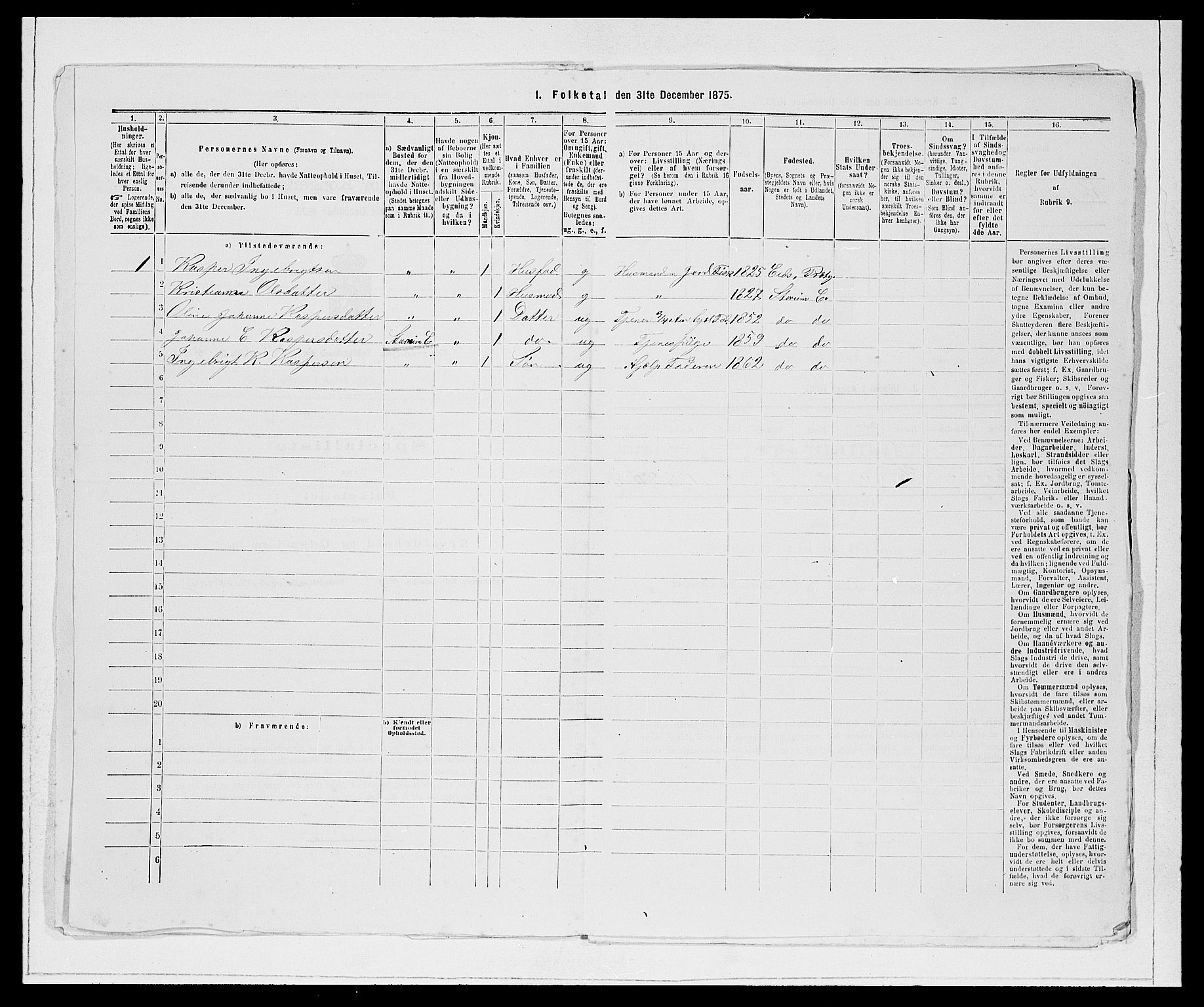 SAB, Folketelling 1875 for 1443P Eid prestegjeld, 1875, s. 814