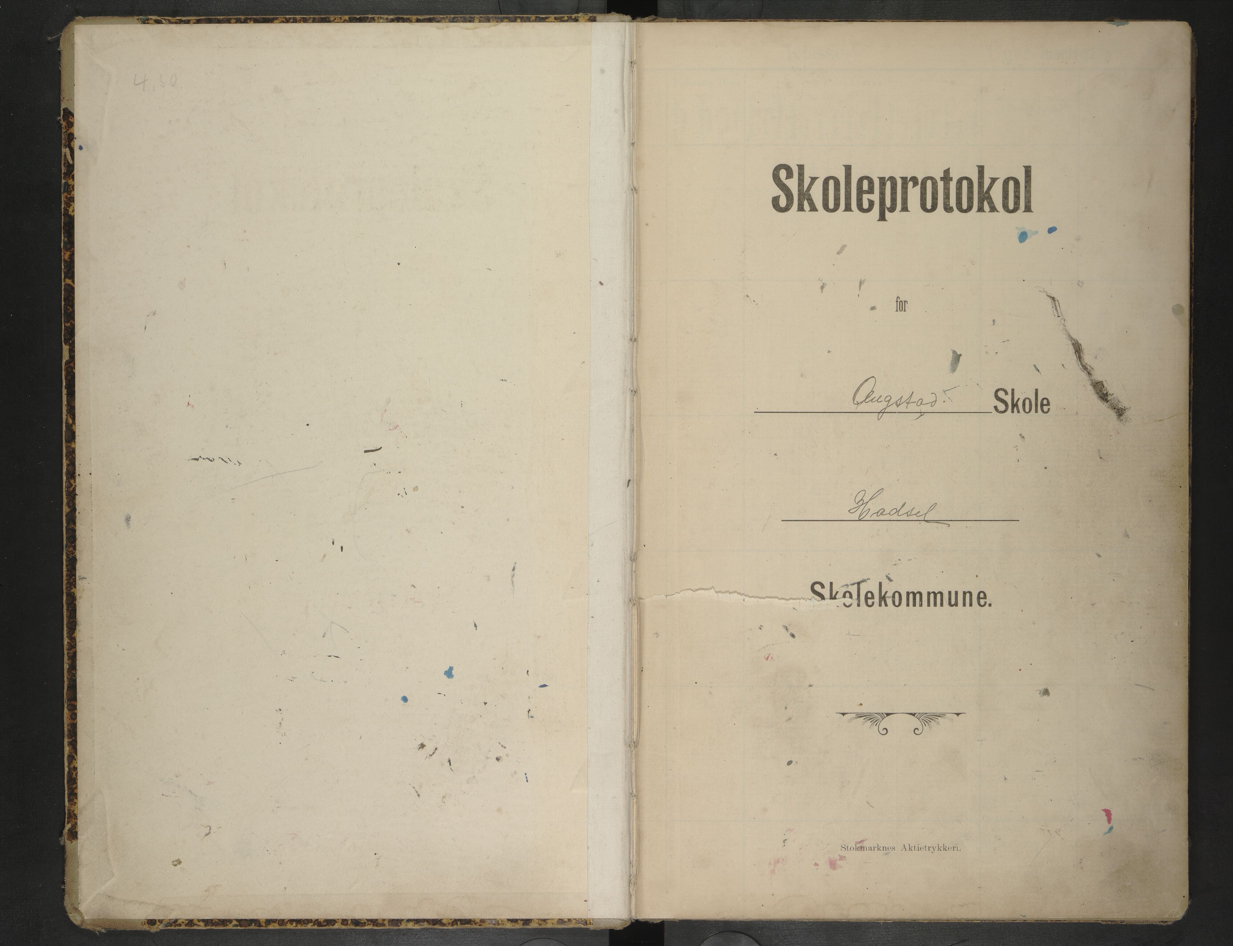 Hadsel kommune. Ongstad skolekrets, AIN/K-18660.510.26/F/Fa/L0004: Skoleprotokoll for Ongstad skole, 1910-1920
