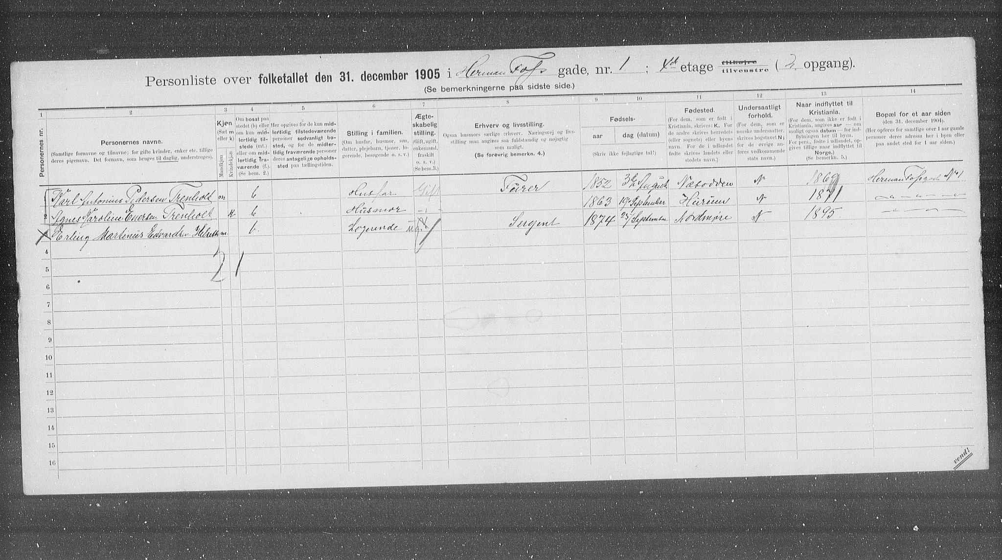 OBA, Kommunal folketelling 31.12.1905 for Kristiania kjøpstad, 1905, s. 20058