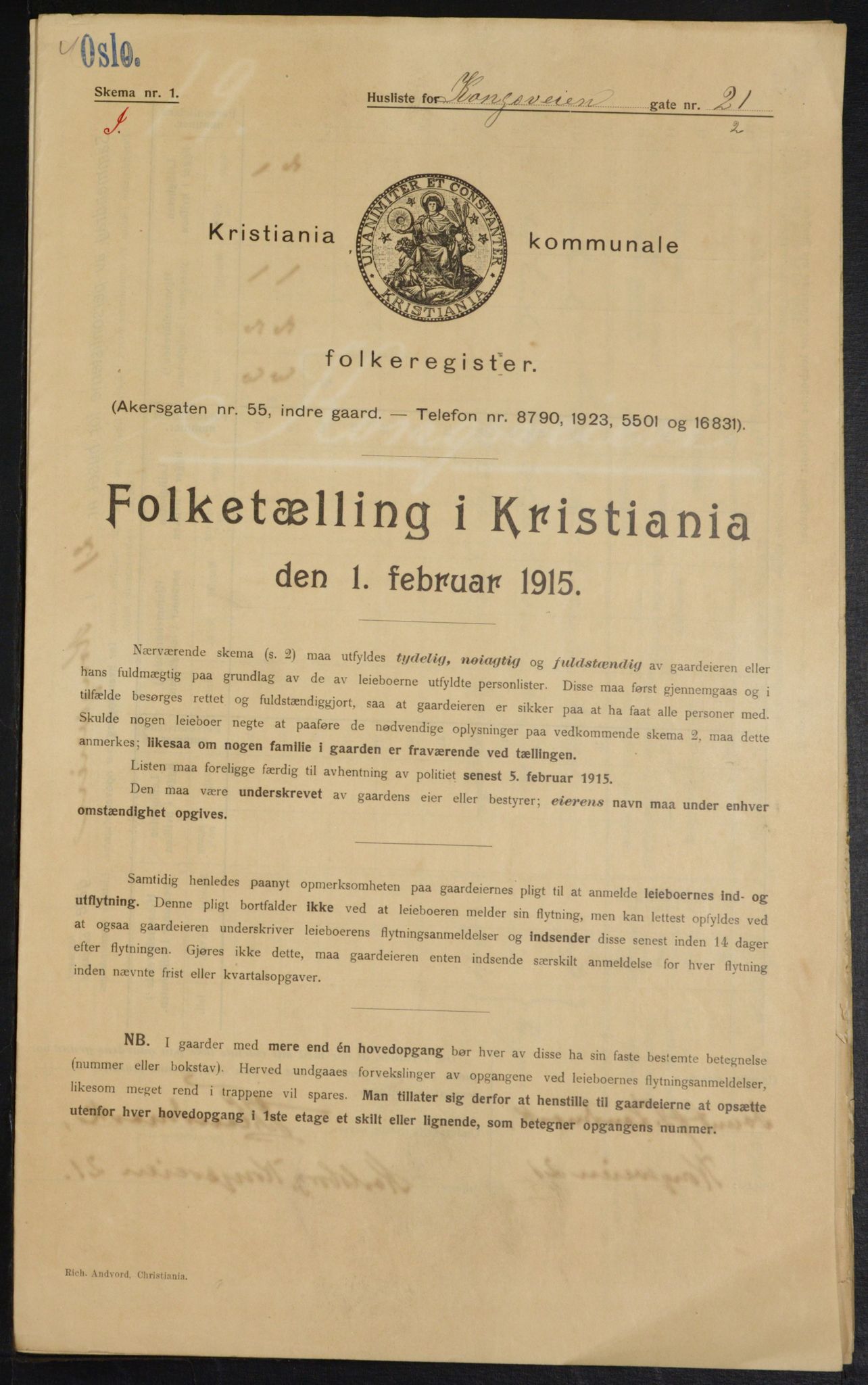OBA, Kommunal folketelling 1.2.1915 for Kristiania, 1915, s. 52501