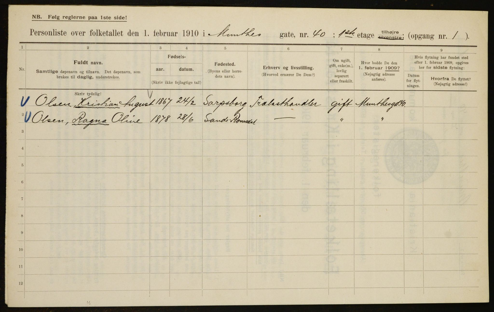 OBA, Kommunal folketelling 1.2.1910 for Kristiania, 1910, s. 65808