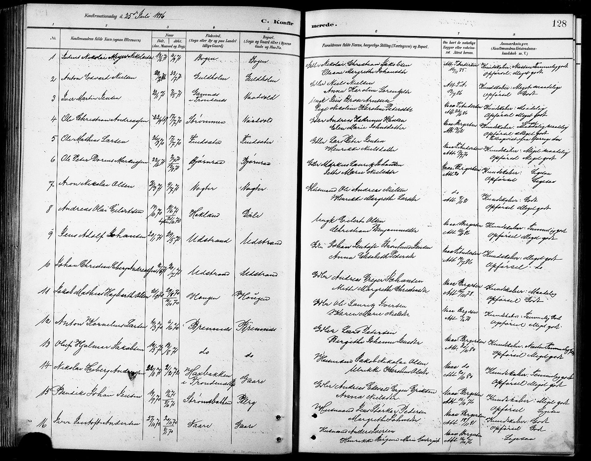 Kvæfjord sokneprestkontor, AV/SATØ-S-1323/G/Ga/Gab/L0005klokker: Klokkerbok nr. 5, 1886-1911, s. 128