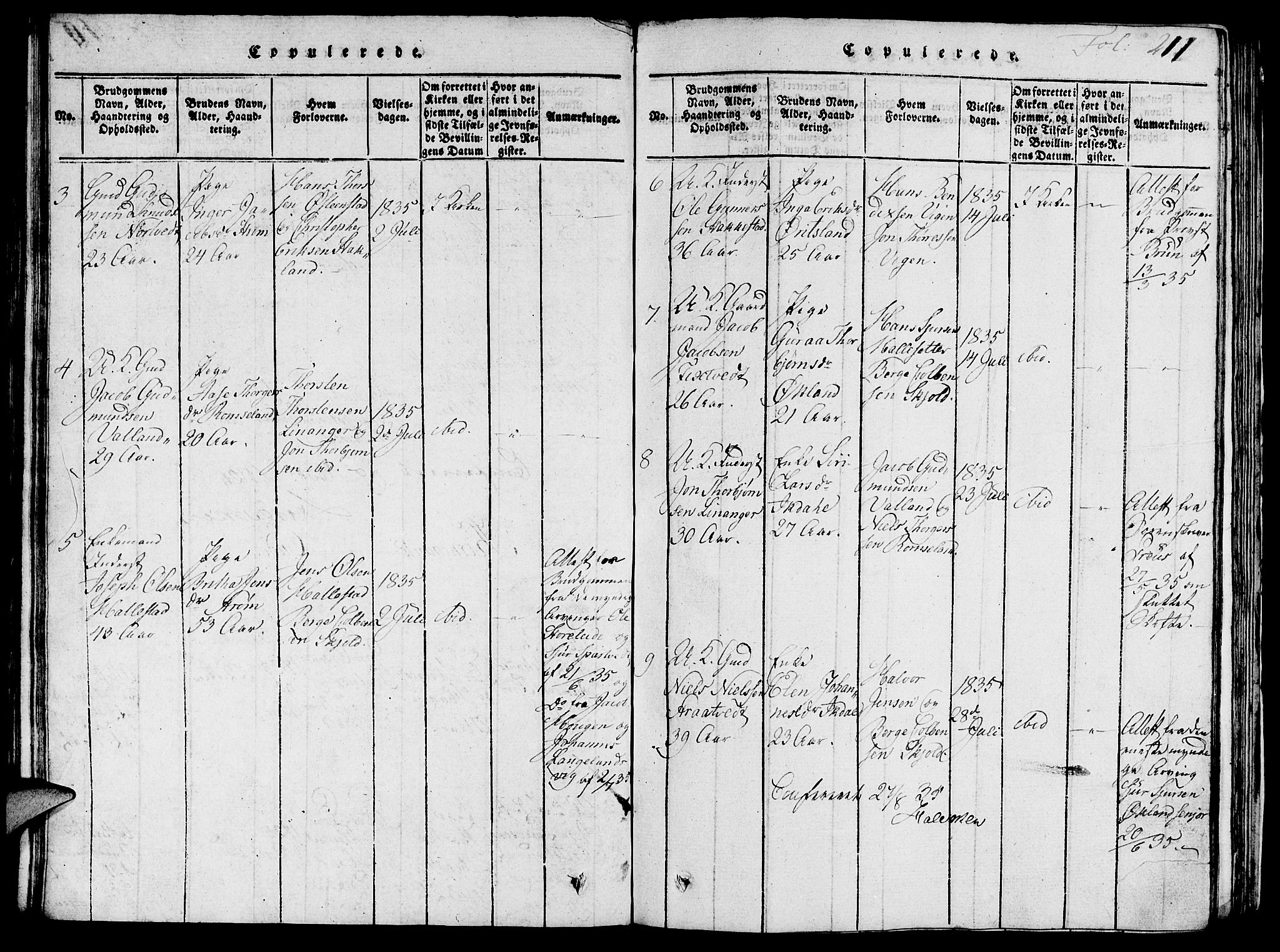 Skjold sokneprestkontor, AV/SAST-A-101847/H/Ha/Hab/L0001: Klokkerbok nr. B 1, 1815-1835, s. 211