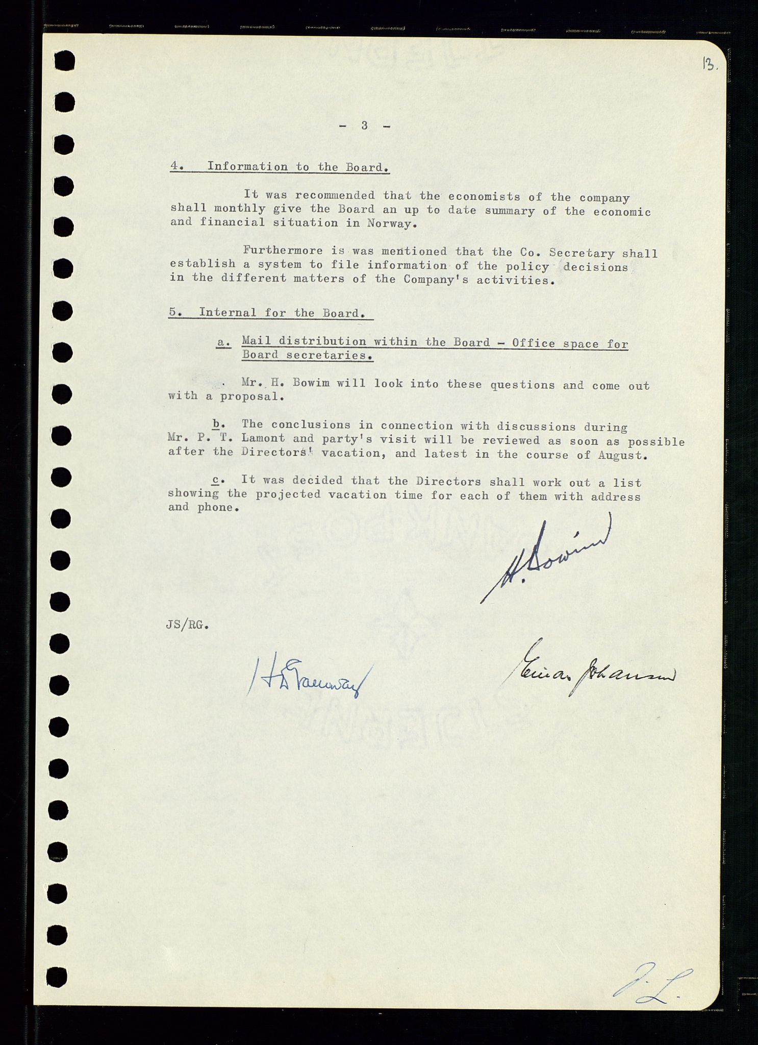 Pa 0982 - Esso Norge A/S, AV/SAST-A-100448/A/Aa/L0001/0001: Den administrerende direksjon Board minutes (styrereferater) / Den administrerende direksjon Board minutes (styrereferater), 1958-1959, s. 13