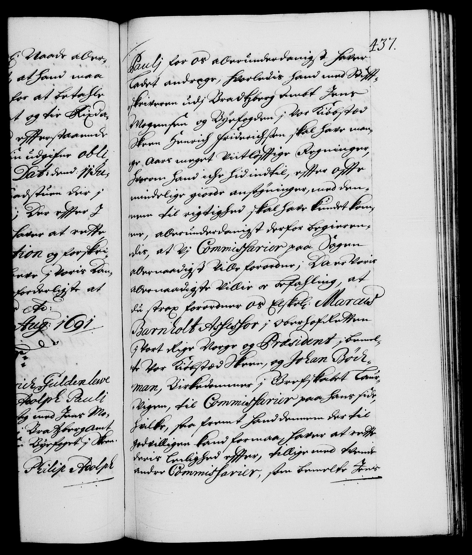 Danske Kanselli 1572-1799, AV/RA-EA-3023/F/Fc/Fca/Fcab/L0014: Norske tegnelser (mikrofilm), 1688-1691, s. 437a