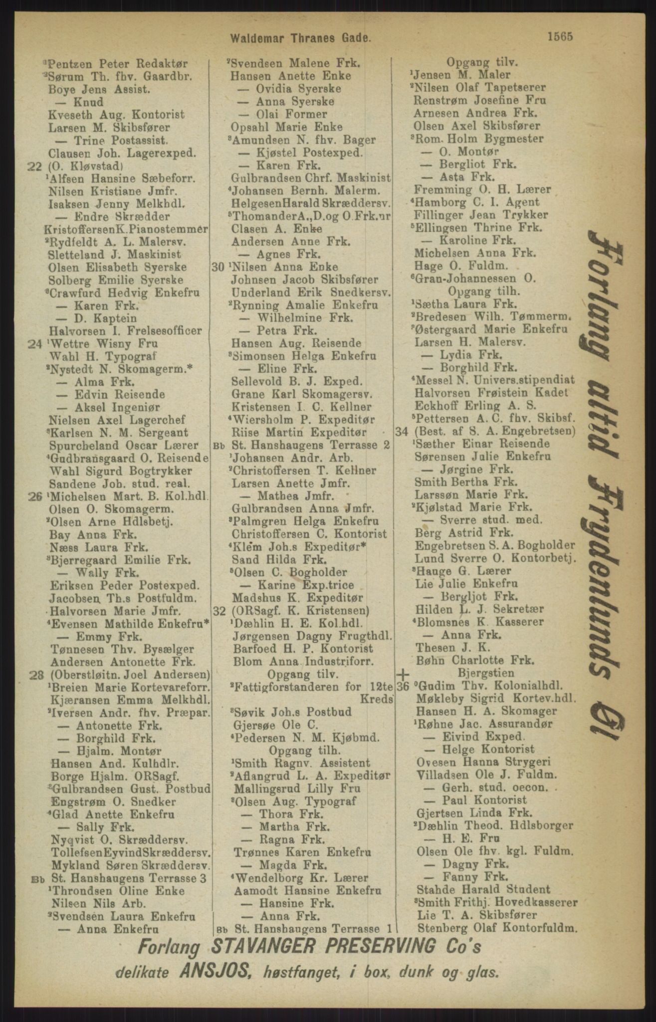Kristiania/Oslo adressebok, PUBL/-, 1911, s. 1565