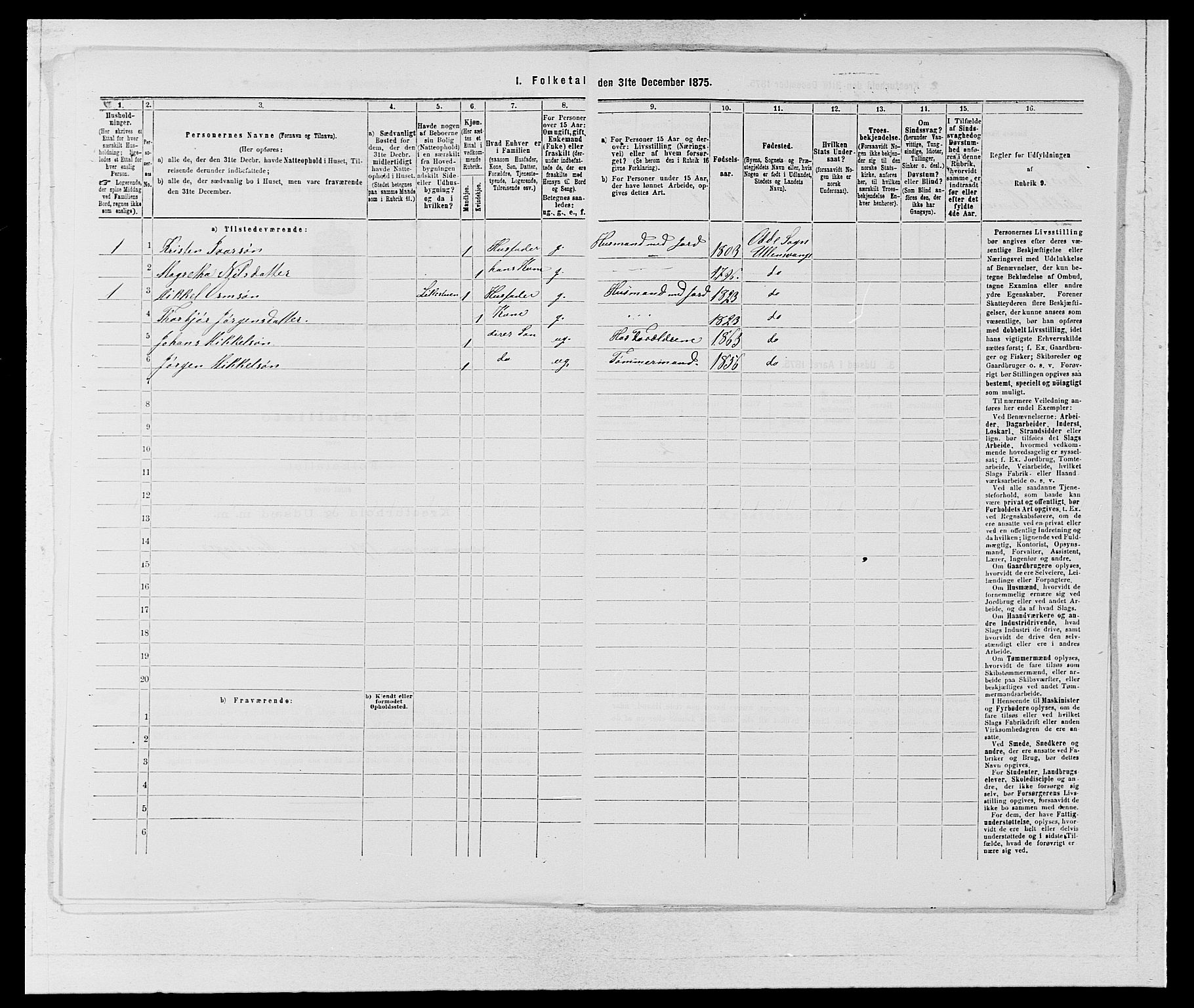 SAB, Folketelling 1875 for 1230P Ullensvang prestegjeld, 1875, s. 394