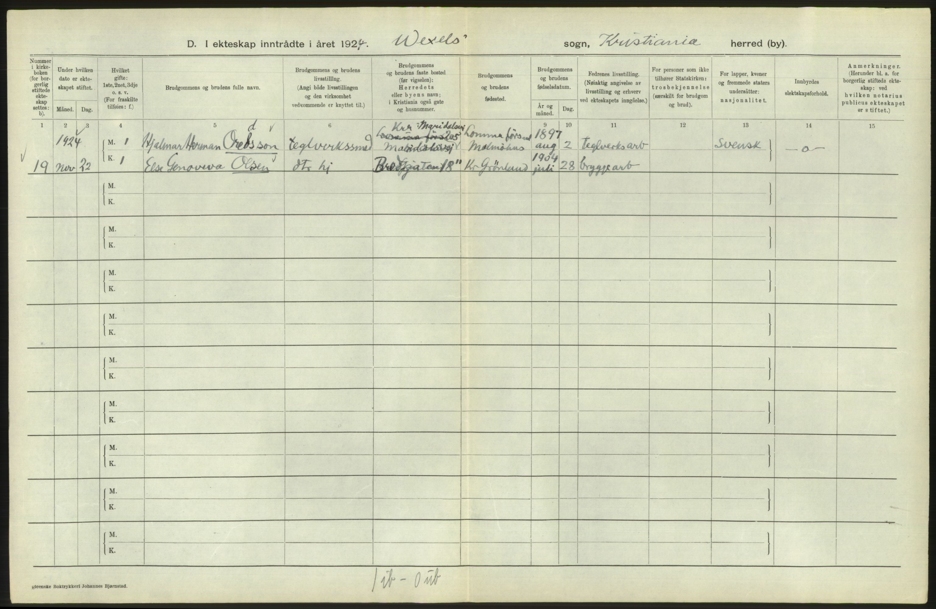 Statistisk sentralbyrå, Sosiodemografiske emner, Befolkning, AV/RA-S-2228/D/Df/Dfc/Dfcd/L0007: Kristiania: Gifte, 1924, s. 750