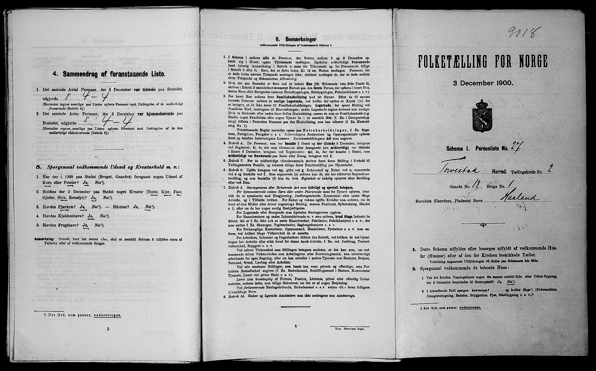 SAST, Folketelling 1900 for 1152 Torvastad herred, 1900, s. 296