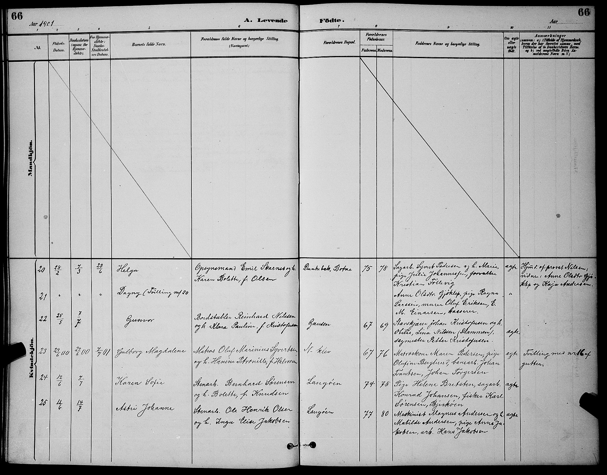 Holmestrand kirkebøker, AV/SAKO-A-346/G/Ga/L0005: Klokkerbok nr. 5, 1889-1901, s. 66