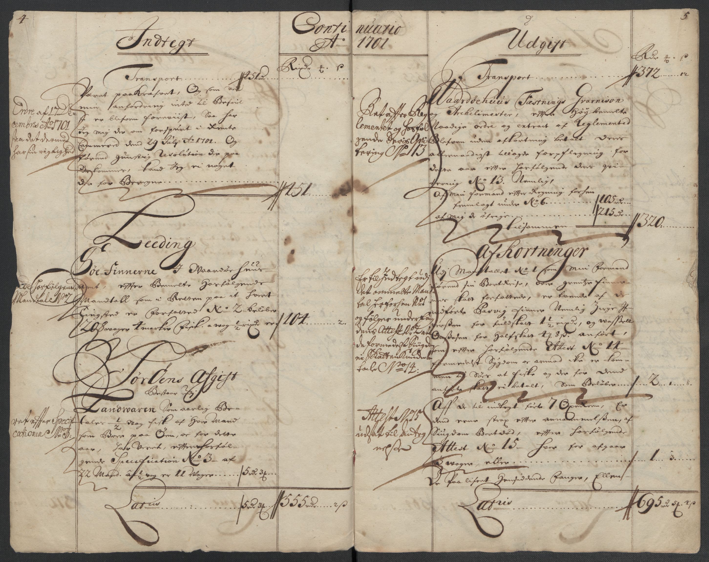 Rentekammeret inntil 1814, Reviderte regnskaper, Fogderegnskap, AV/RA-EA-4092/R69/L4852: Fogderegnskap Finnmark/Vardøhus, 1701-1704, s. 5